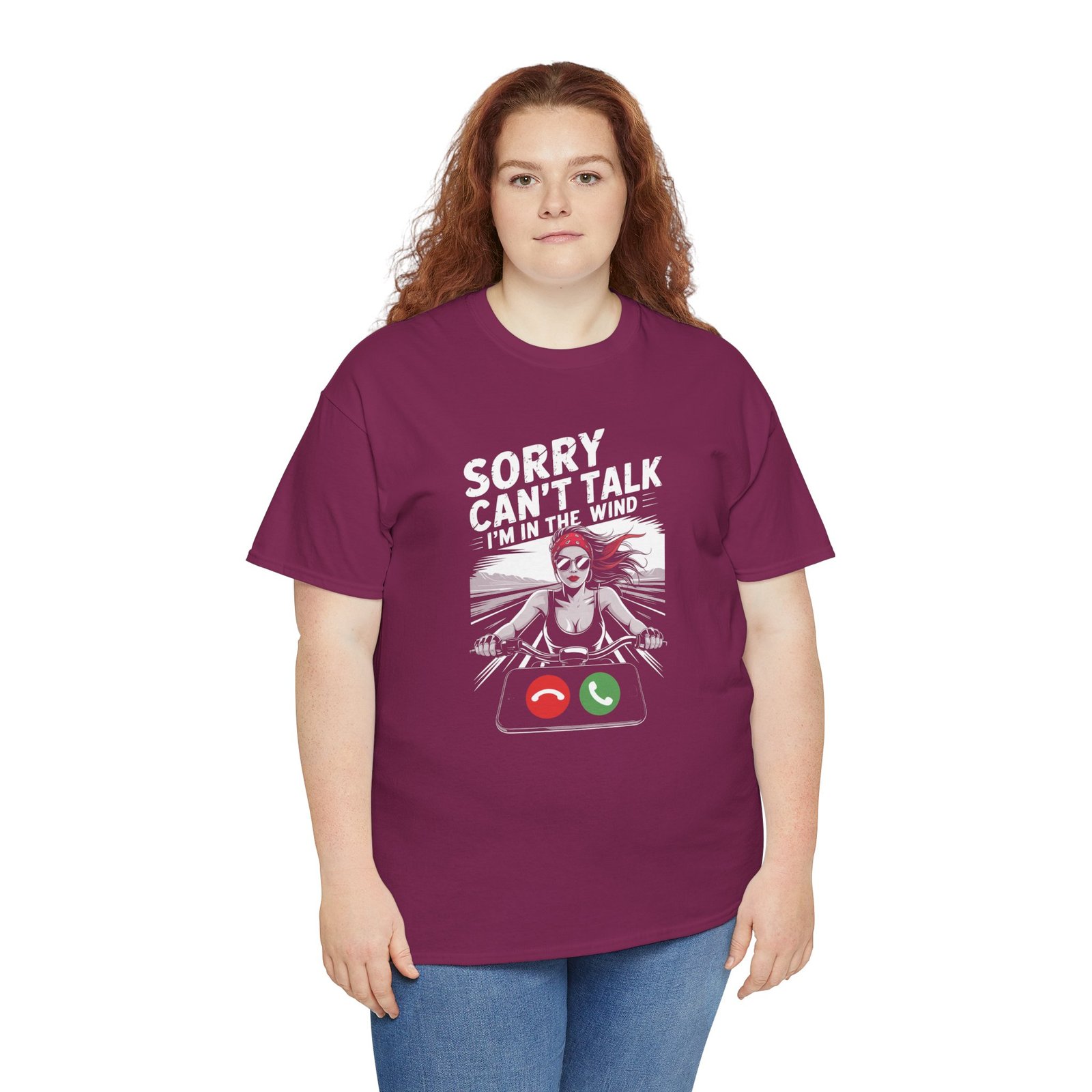 Motorcycle T-Shirt - Sorry Can't Talk I'm in the Wind - Female Biker Excuse - Unisex Tee - Image 11