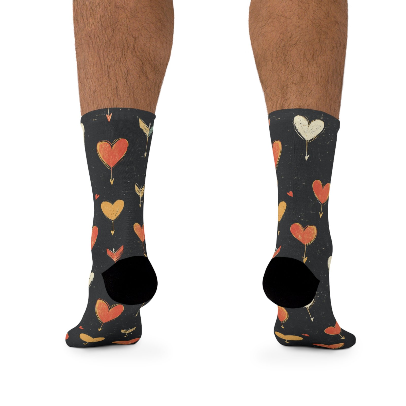 Hearts and Arrows Pattern - Recycled Poly Socks - Fun & Eco-Friendly Gift for Party Lovers - Image 4