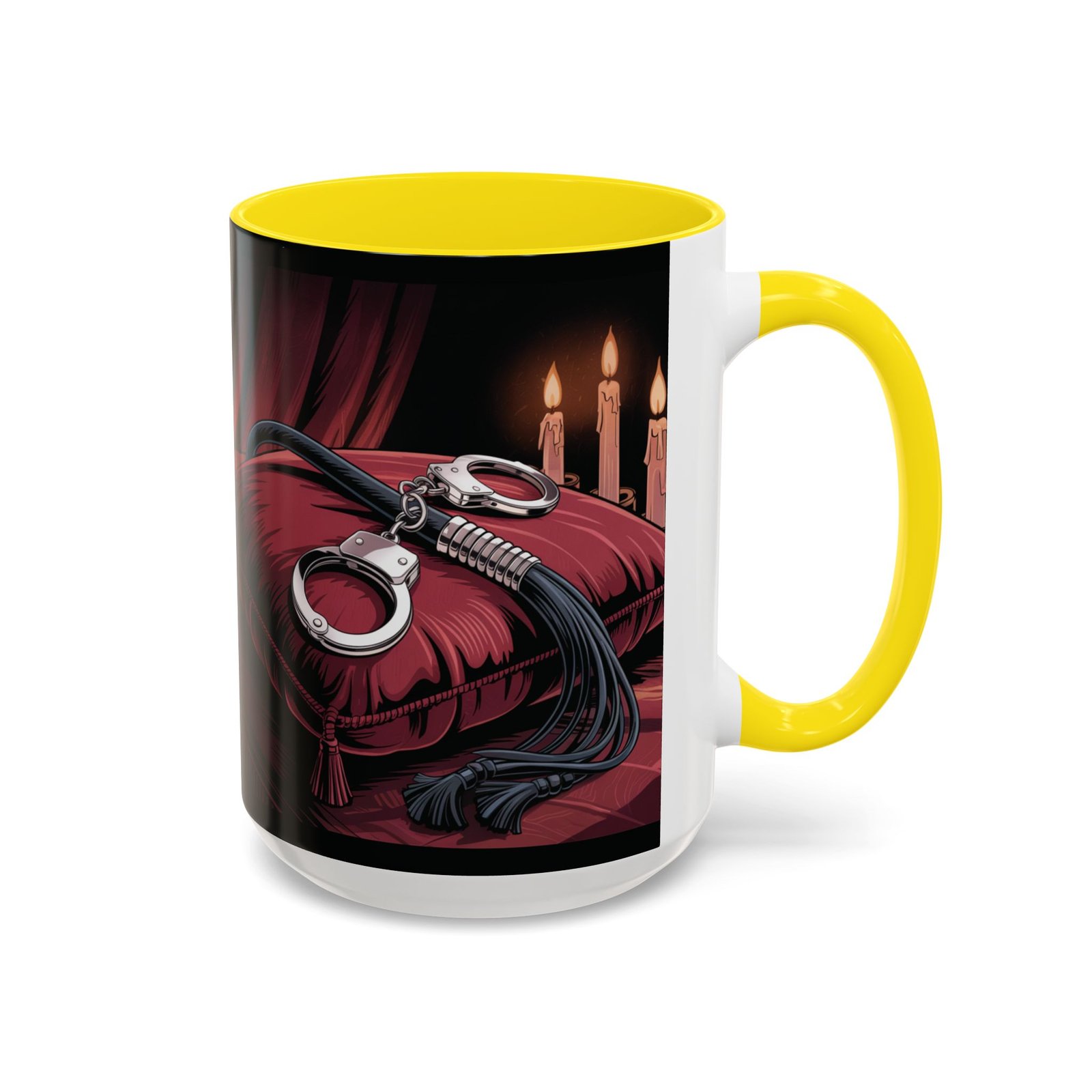 Seductive Handcuff Accent - Candles and a Whip - Bondage Theme - Choice of Colors - Coffee Mug - 11 & 15oz - Image 62