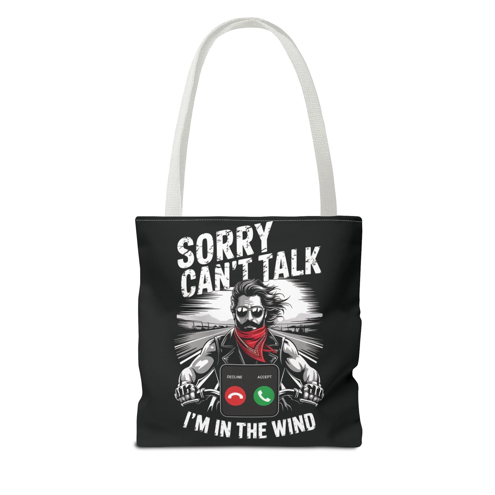 Biker Tote Bag - Sorry Can't Talk I'm in the Wind - Motorcycle Riding Excuse - Image 14