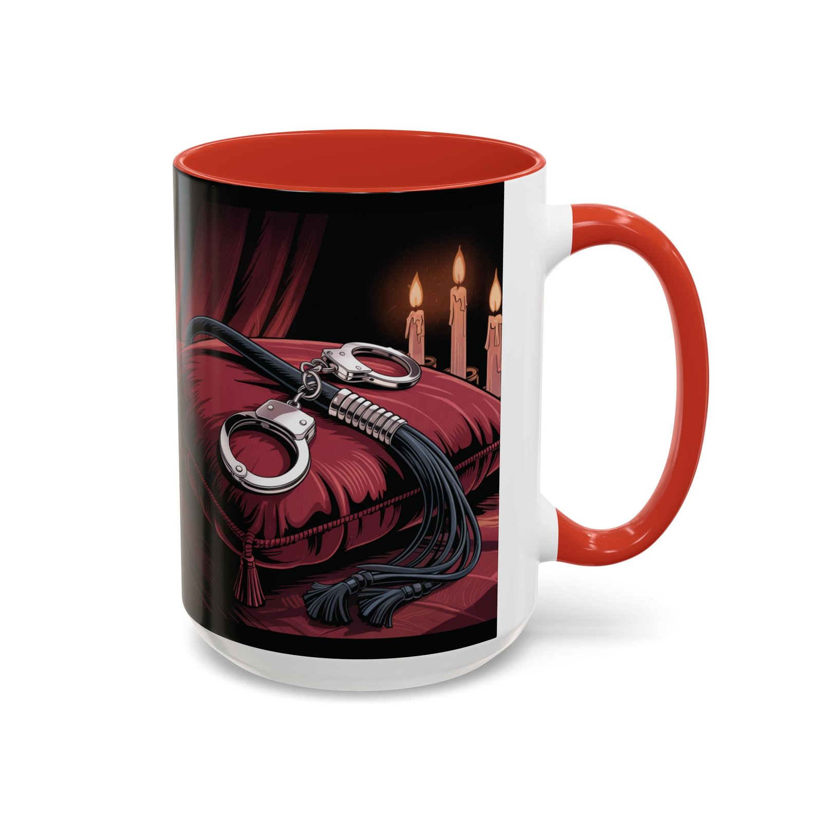 Seductive Handcuff Accent - Candles and a Whip - Bondage Theme - Choice of Colors - Coffee Mug - 11 & 15oz - Image 33