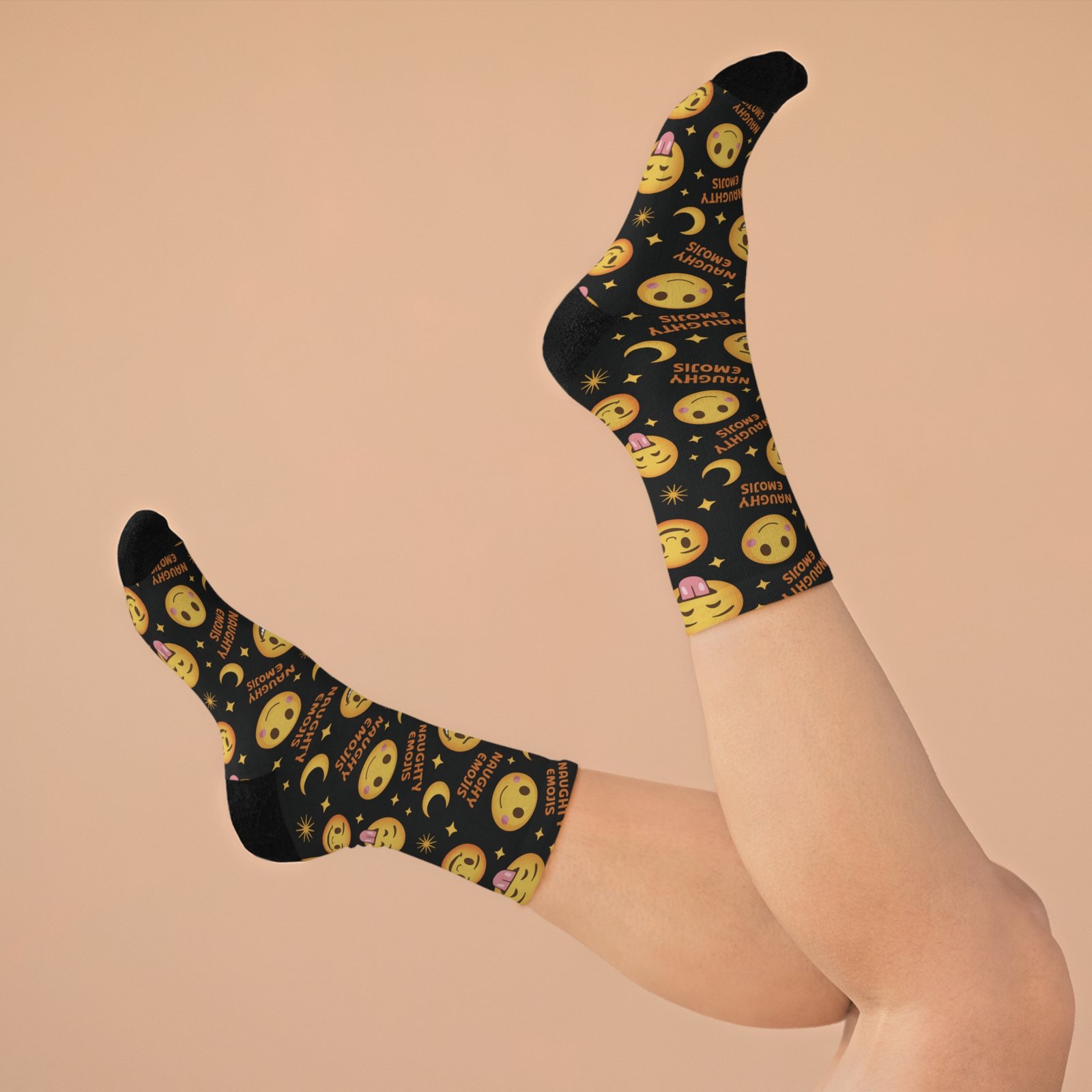 Naughty Emojis Pattern Recycled Poly Socks - Biker Eco-Friendly Gift for Motorcycle Lovers