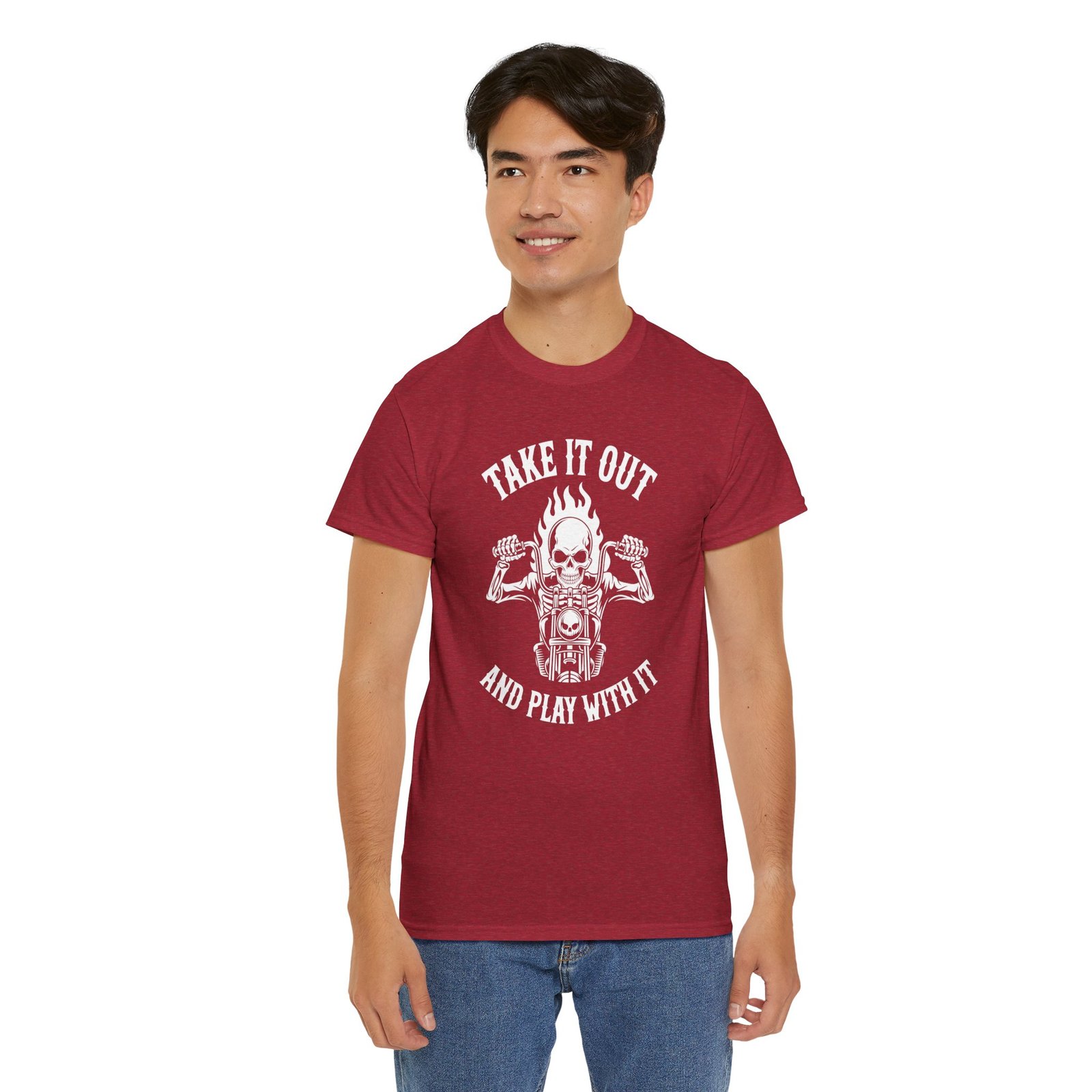 Motorcycle T-Shirt - Take it Out and Play with it - Skeleton Rider - Color Choice - Unisex Tee