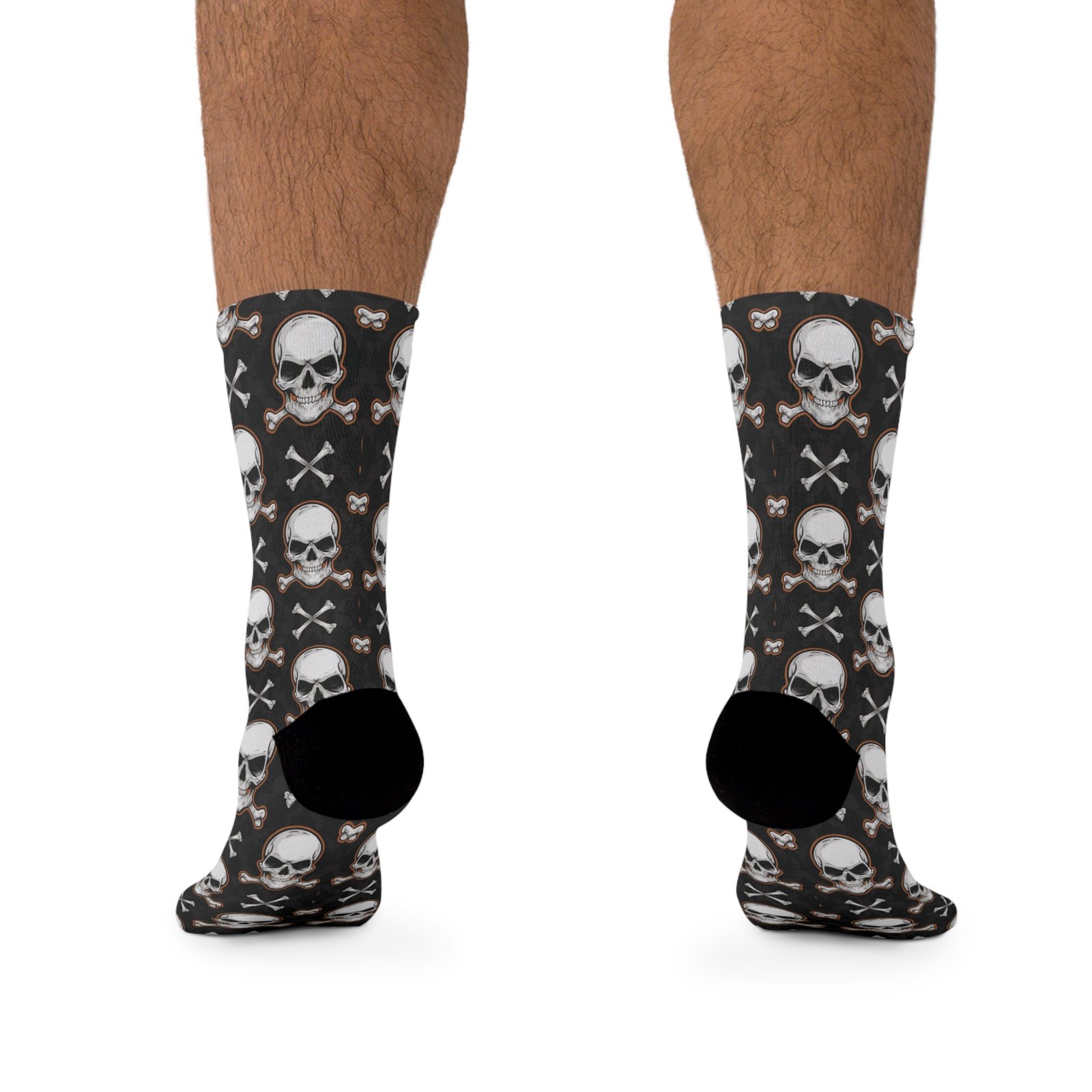 Angry Skulls and Crossbones Pattern Recycled Poly Socks - Biker Eco-Friendly Gift for Motorcycle Lovers - Image 5