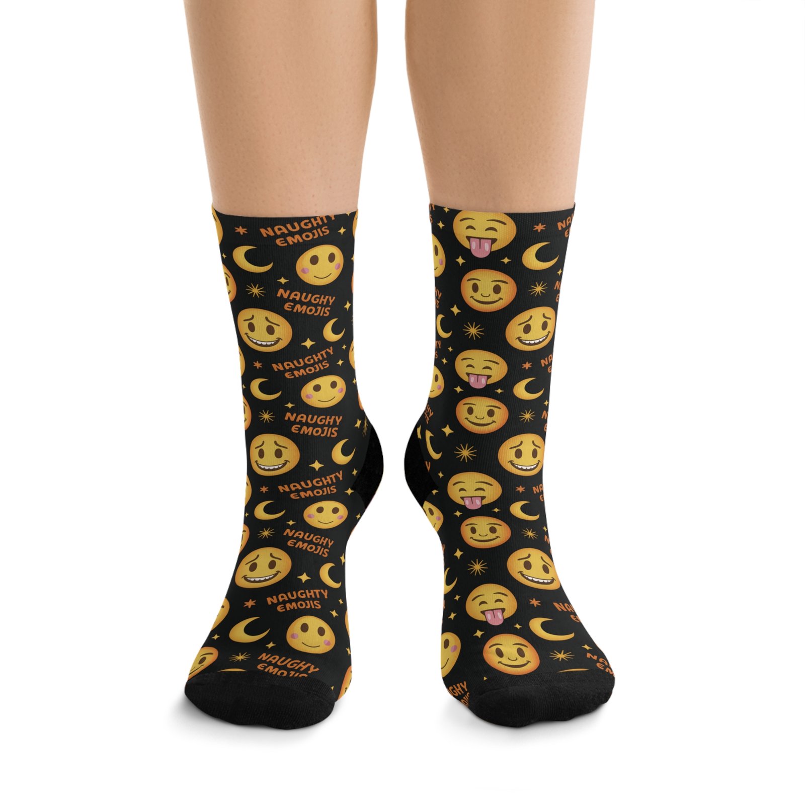 Naughty Emojis Pattern Recycled Poly Socks - Biker Eco-Friendly Gift for Motorcycle Lovers - Image 2