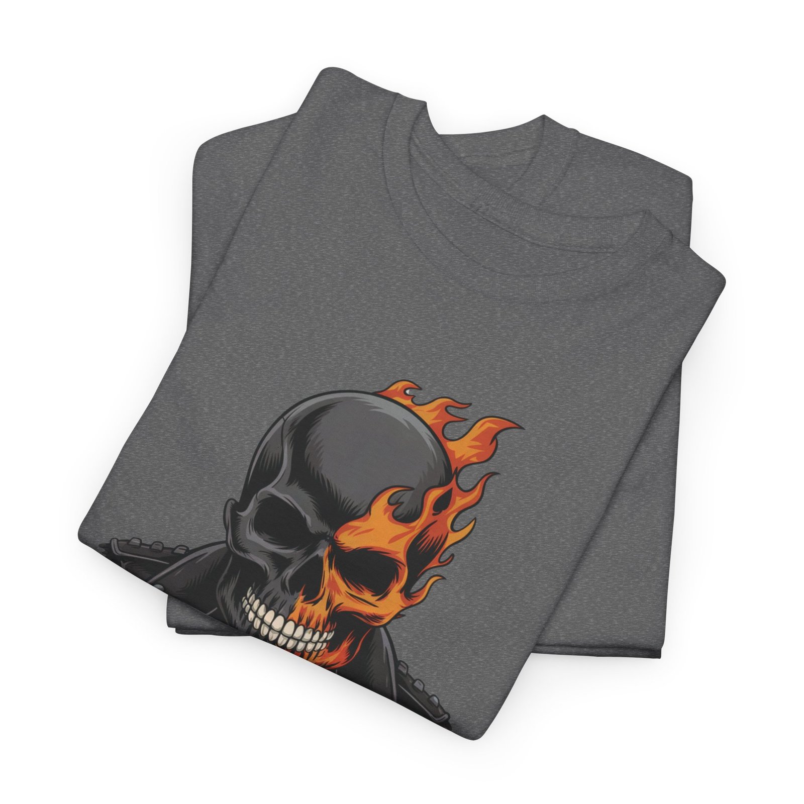 Ghost Rider Leather Logo - Skull Flames - T-Shirt - Choice of Colors - Unisex Tee - Image 8
