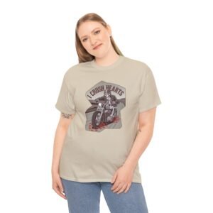 I Crush Hearts - Skeleton Riding Motorcycle - Biker T-Shirt - Choice of Colors - Unisex Tee