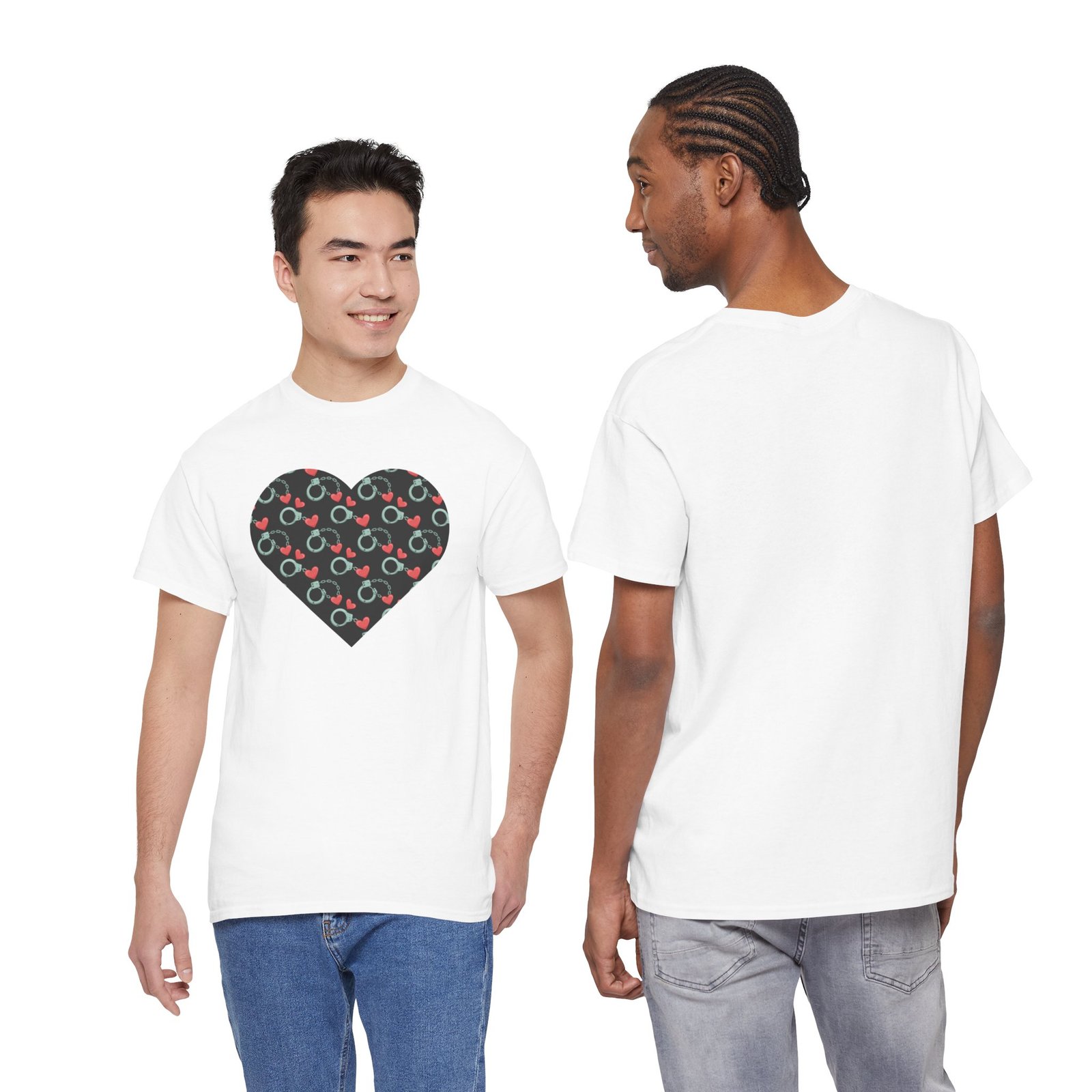 Motorcycle T-Shirt -Handcuffs and Hearts Pattern - Sexy Innuendo - Unisex Tee - Image 4
