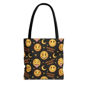 Tote Bag - Naughty Emojis Pattern - Black Orange Yellow