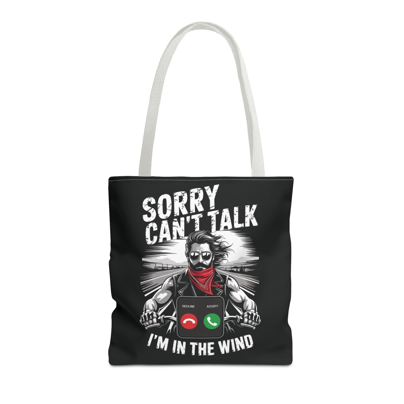 Biker Tote Bag - Sorry Can't Talk I'm in the Wind - Motorcycle Riding Excuse - Image 17
