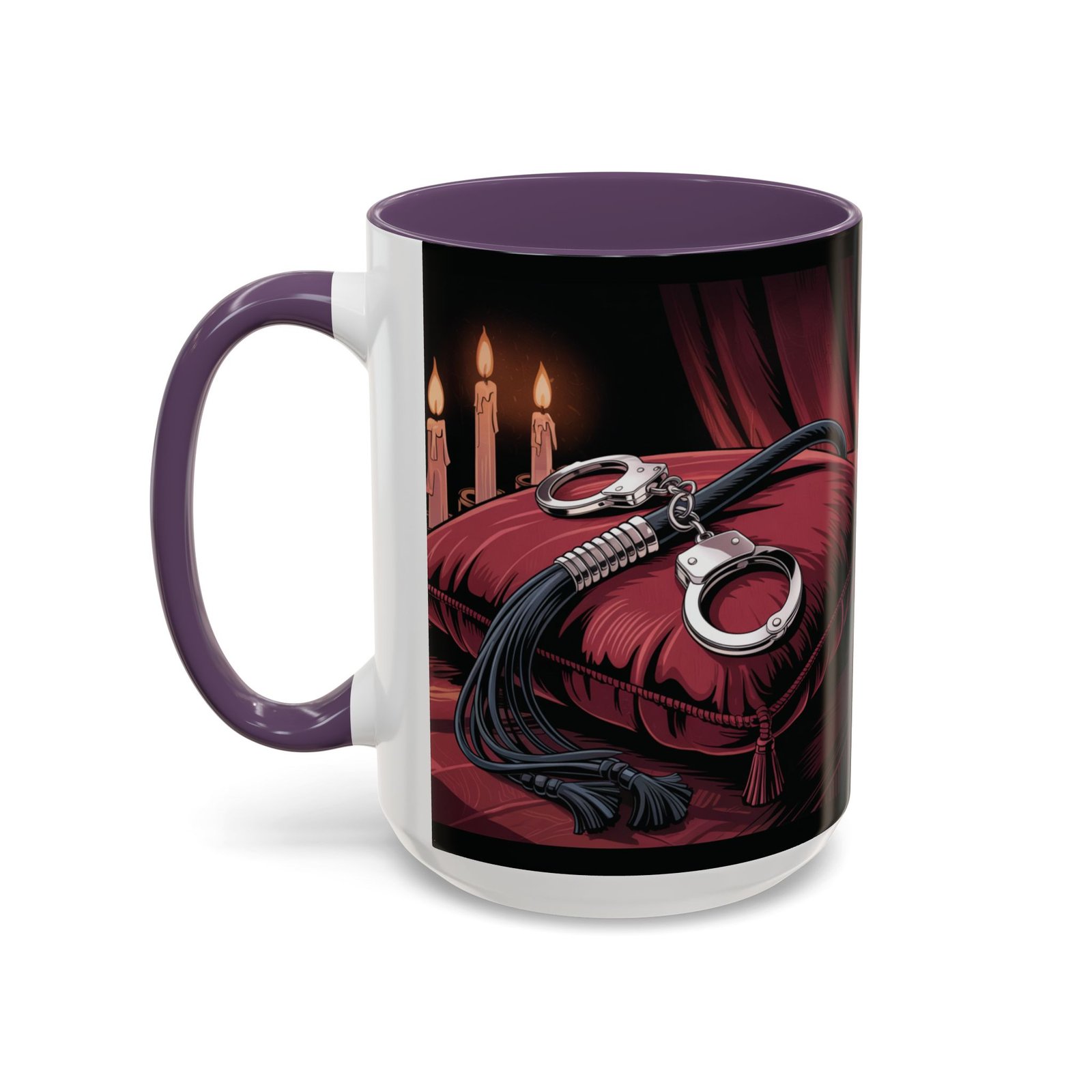 Seductive Handcuff Accent - Candles and a Whip - Bondage Theme - Choice of Colors - Coffee Mug - 11 & 15oz - Image 59