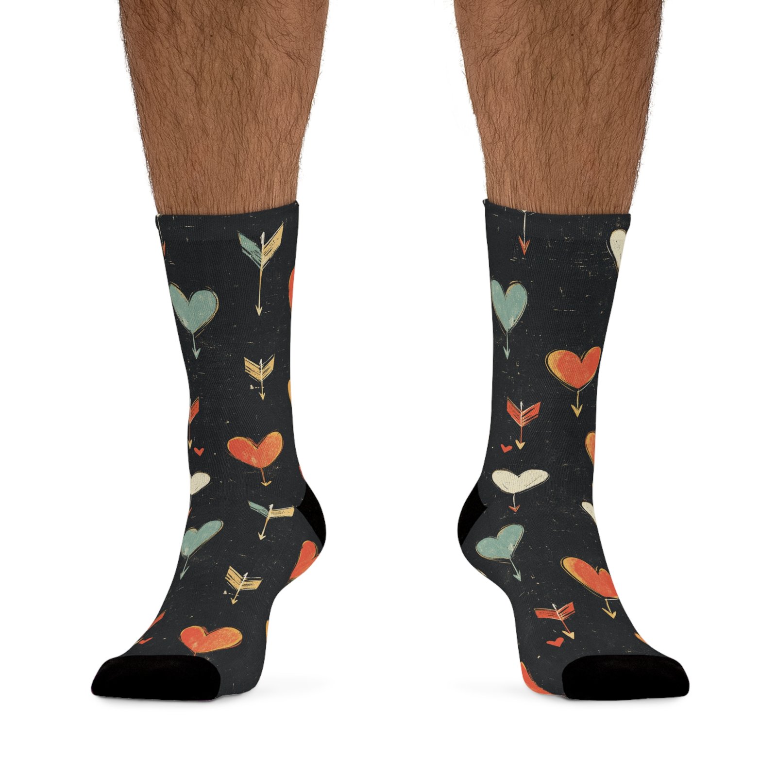 Hearts and Arrows Pattern - Recycled Poly Socks - Fun & Eco-Friendly Gift for Party Lovers - Image 3
