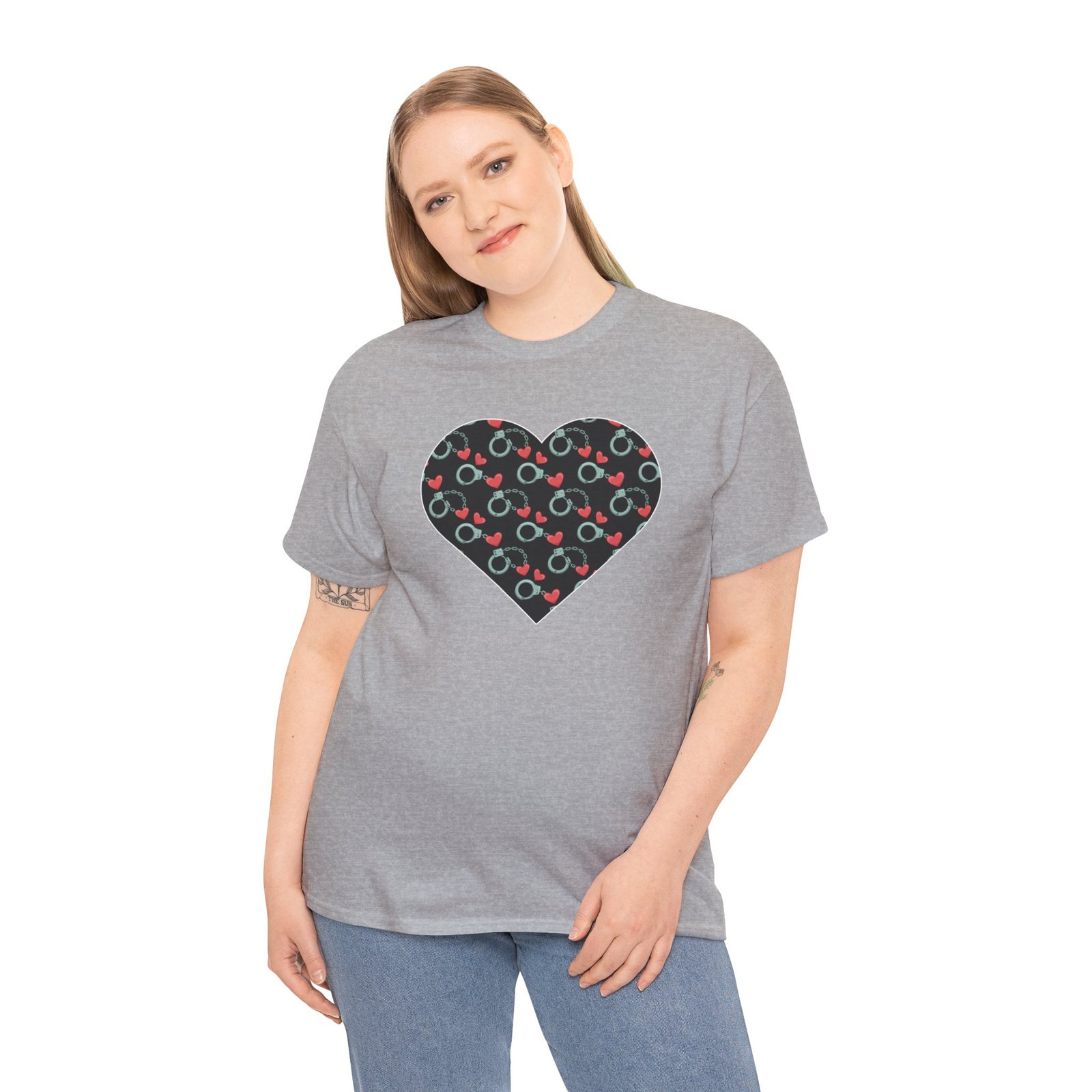Motorcycle T-Shirt -Handcuffs and Hearts Pattern - Sexy Innuendo - Unisex Tee - Image 7