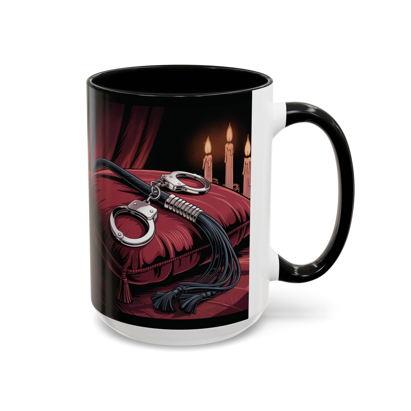 Seductive Handcuff Accent - Candles and a Whip - Bondage Theme - Choice of Colors - Coffee Mug - 11 & 15oz - Image 22