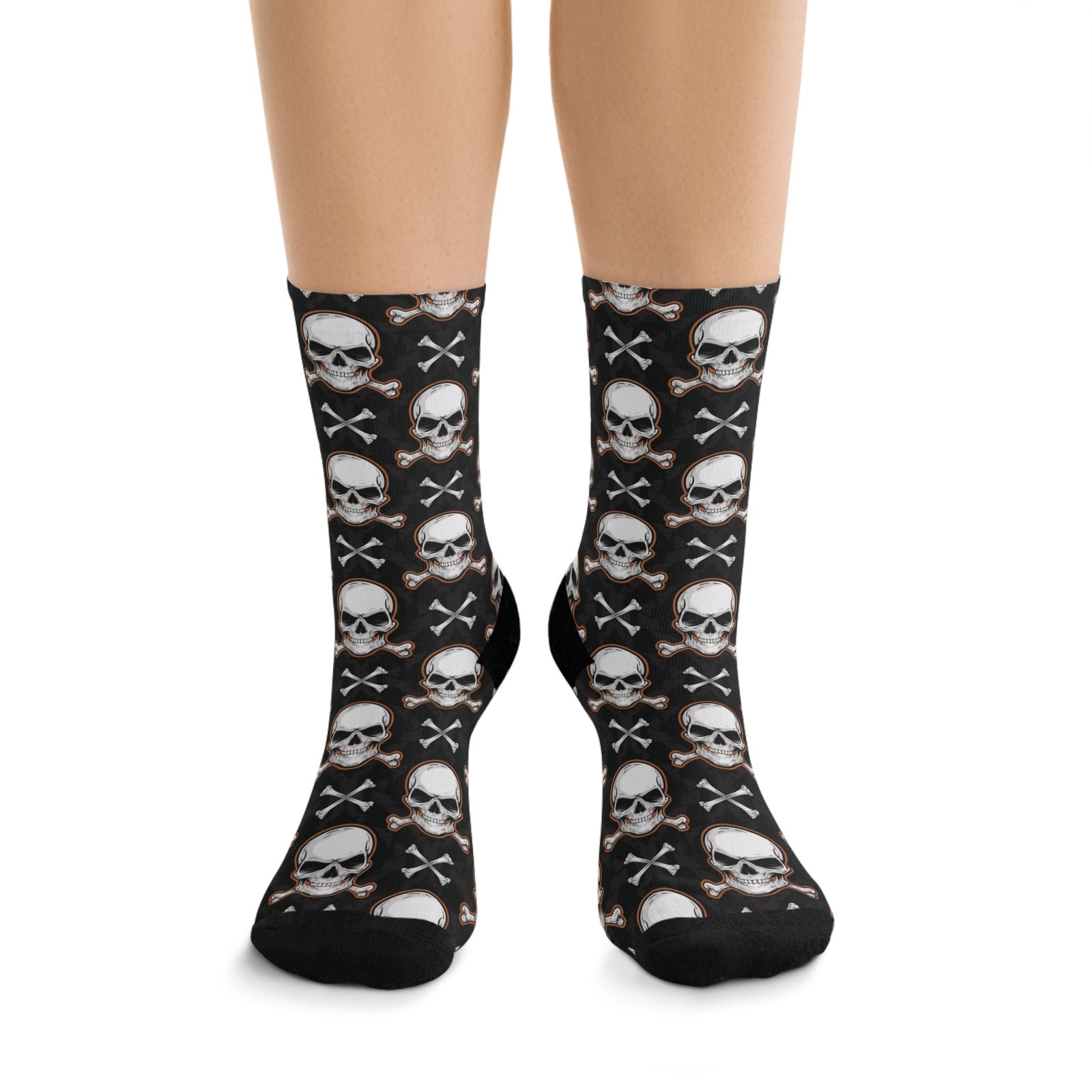 Angry Skulls and Crossbones Pattern Recycled Poly Socks - Biker Eco-Friendly Gift for Motorcycle Lovers - Image 2