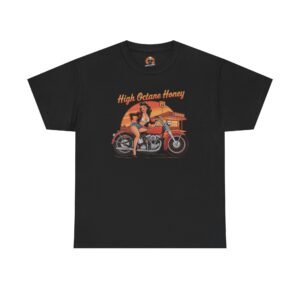Biker T-Shirt - High Octane Honey Pinup Girl - Rt 66 Diner - Vintage Motorcycle - Color Choice - Unisex Tee