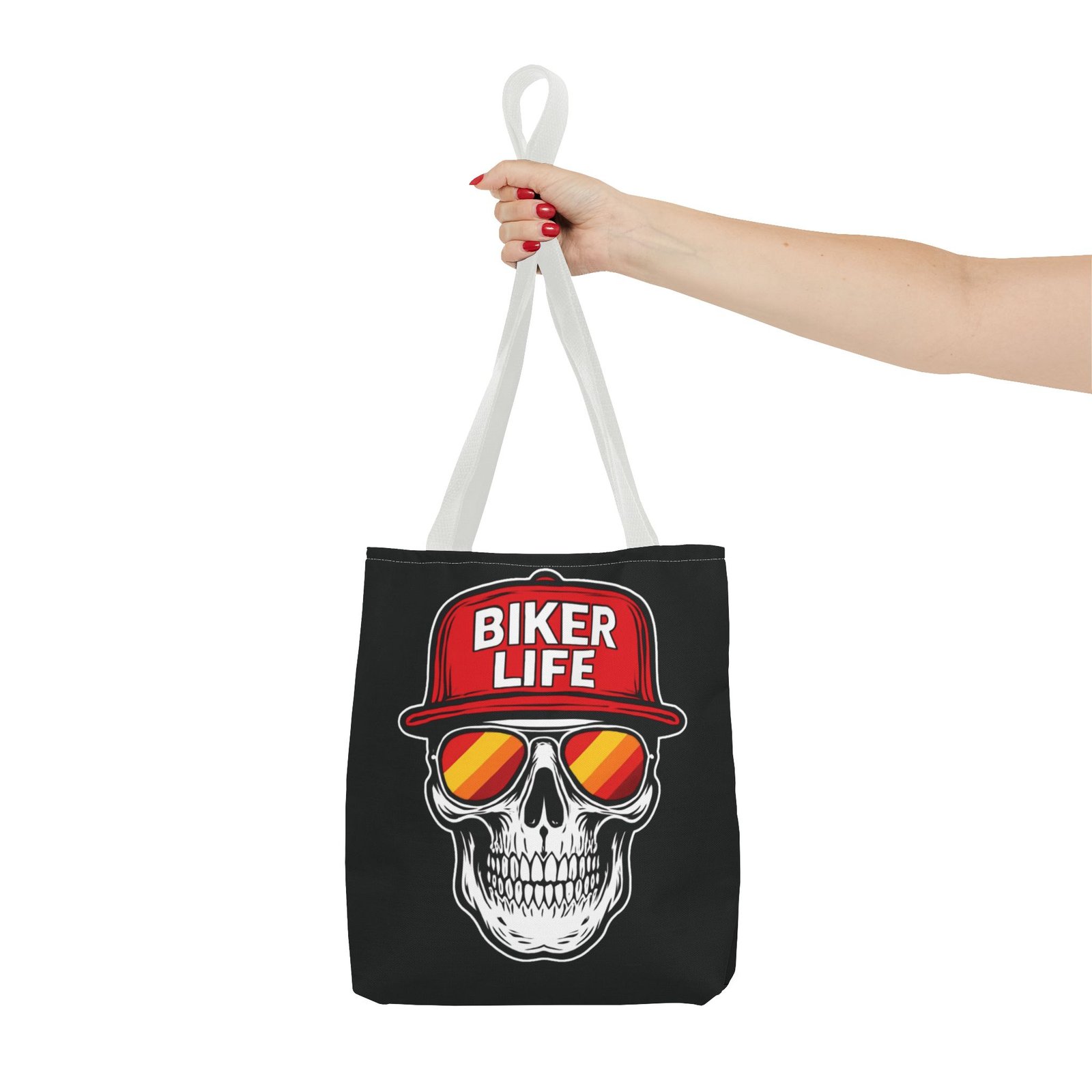 Tote Bag - Biker Life - Skull Wearing a Snapback Cap and Sunglasses - Image 14