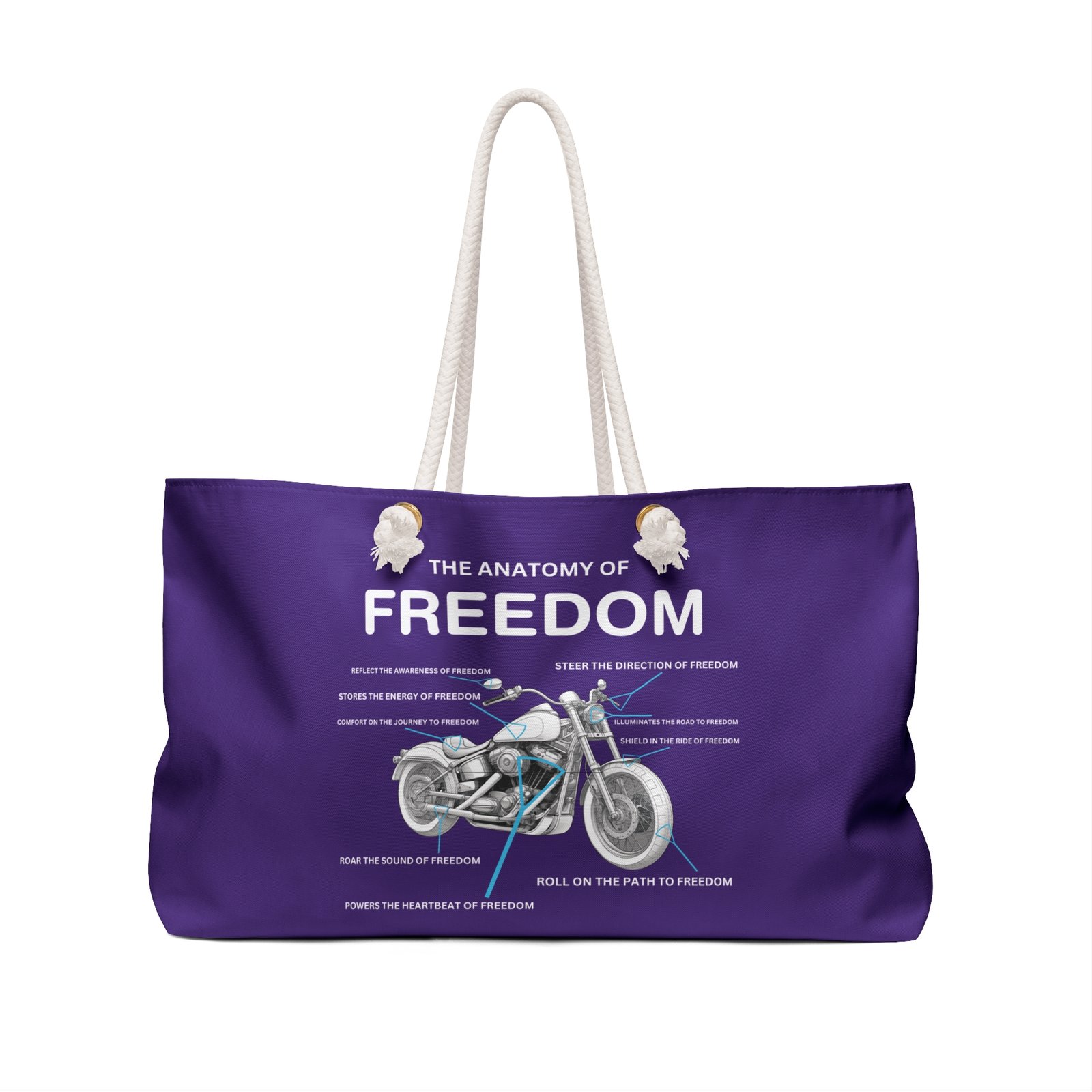 The Anatomy of Freedom - Motorcycles Bikers Motobikes Scooters - Purple - Weekender Bag - Tote - Image 2