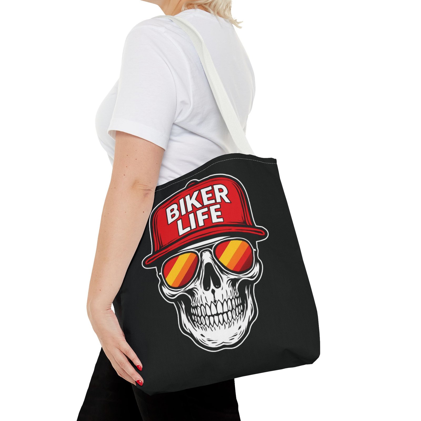Tote Bag - Biker Life - Skull Wearing a Snapback Cap and Sunglasses - Image 16