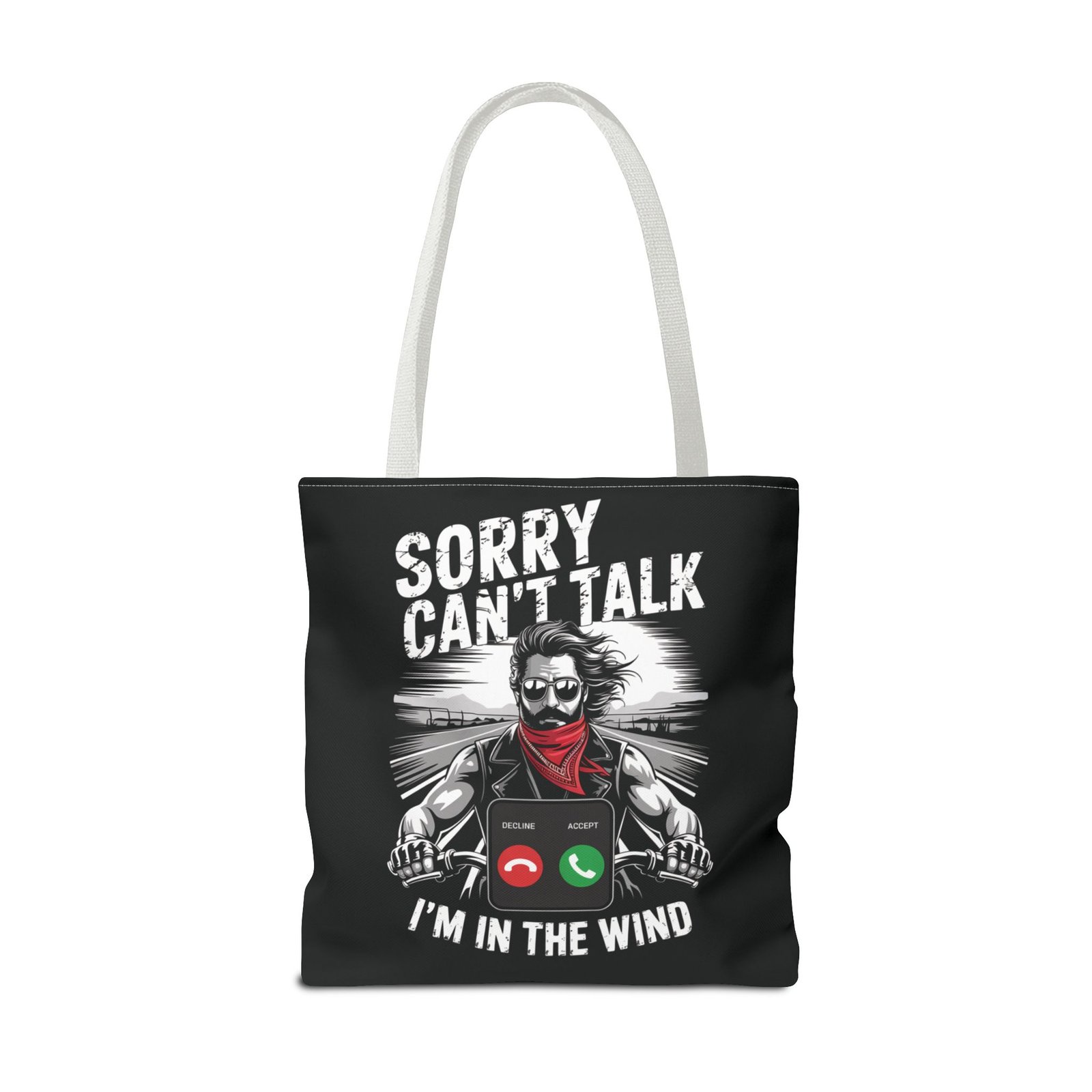 Biker Tote Bag - Sorry Can't Talk I'm in the Wind - Motorcycle Riding Excuse - Image 22