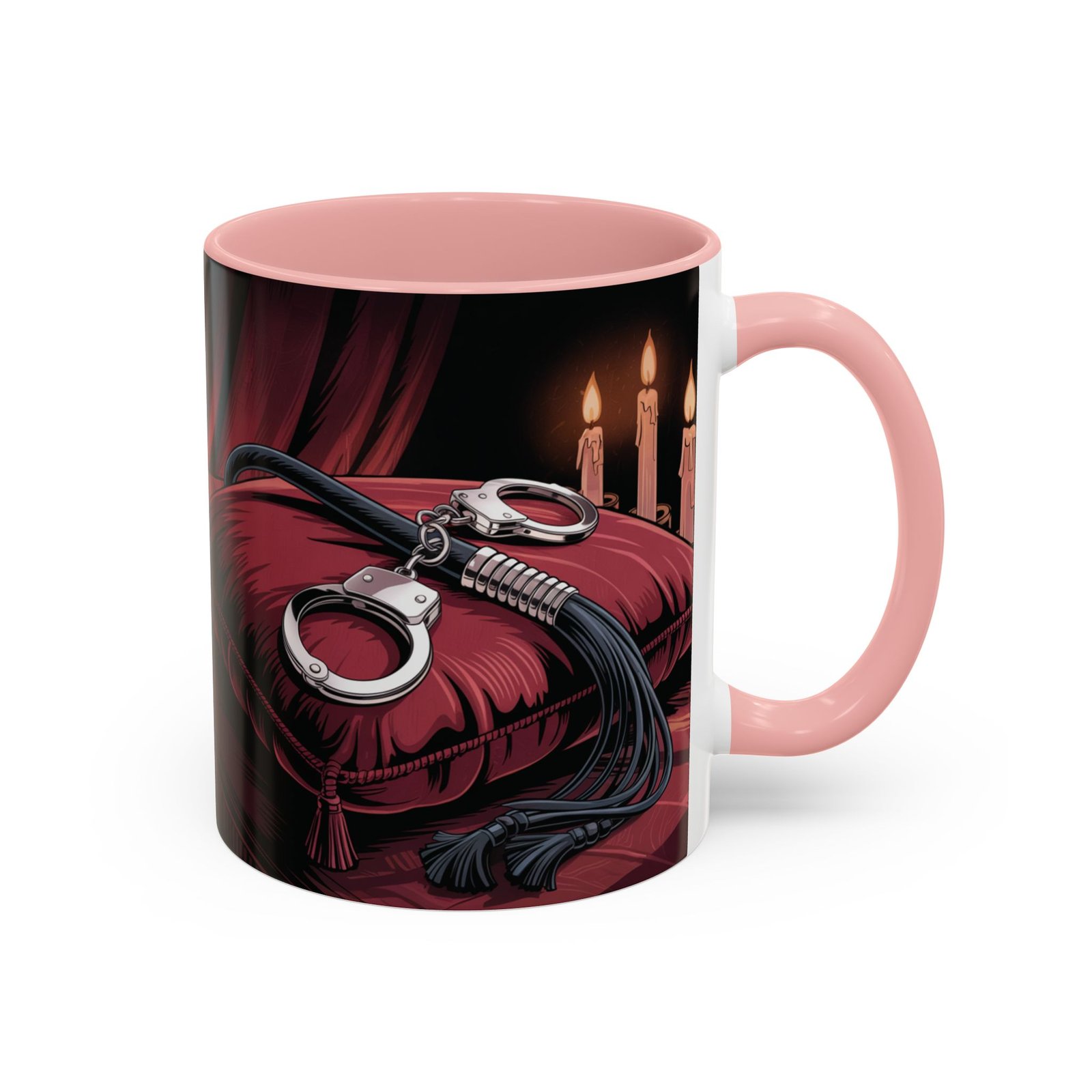 Seductive Handcuff Accent - Candles and a Whip - Bondage Theme - Choice of Colors - Coffee Mug - 11 & 15oz - Image 4