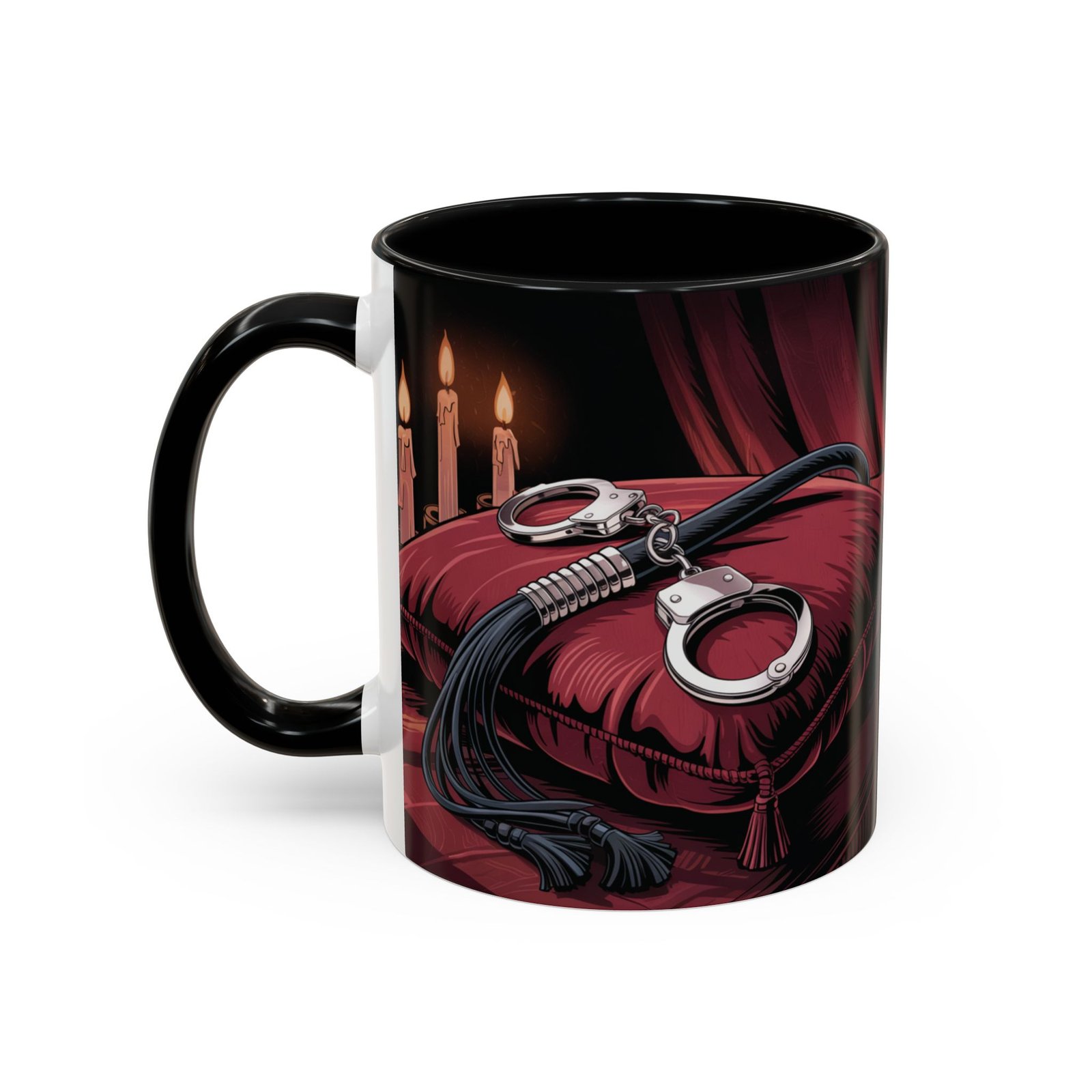 Seductive Handcuff Accent - Candles and a Whip - Bondage Theme - Choice of Colors - Coffee Mug - 11 & 15oz - Image 7