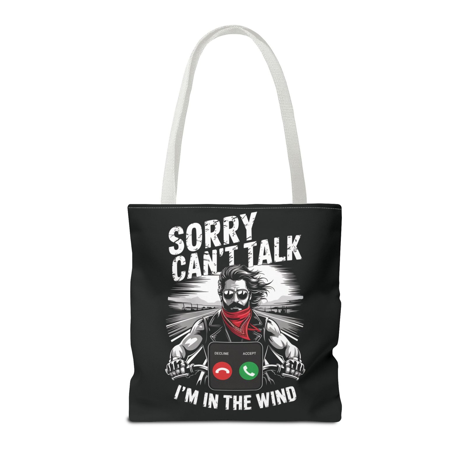 Biker Tote Bag - Sorry Can't Talk I'm in the Wind - Motorcycle Riding Excuse - Image 18