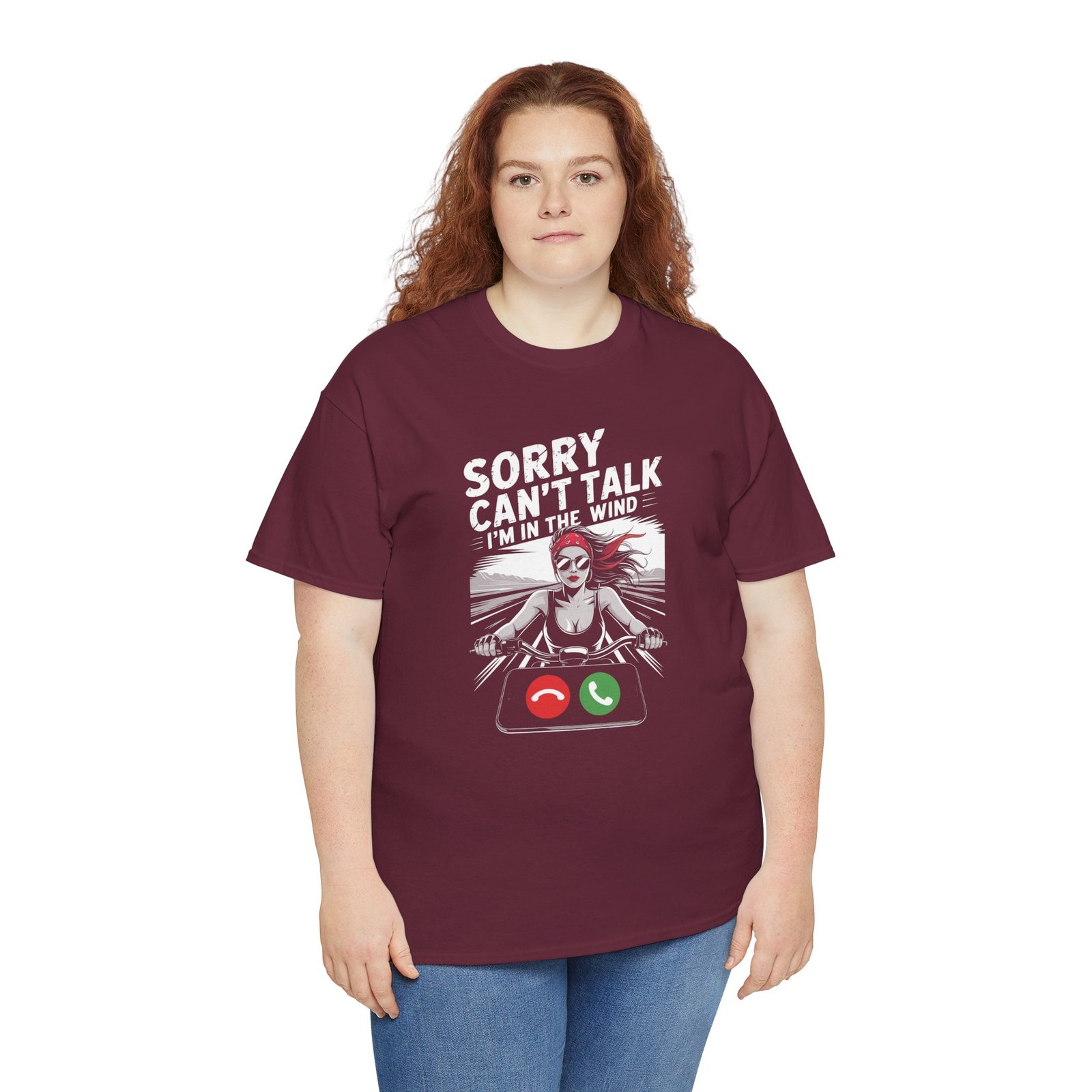 Motorcycle T-Shirt - Sorry Can't Talk I'm in the Wind - Female Biker Excuse - Unisex Tee - Image 7