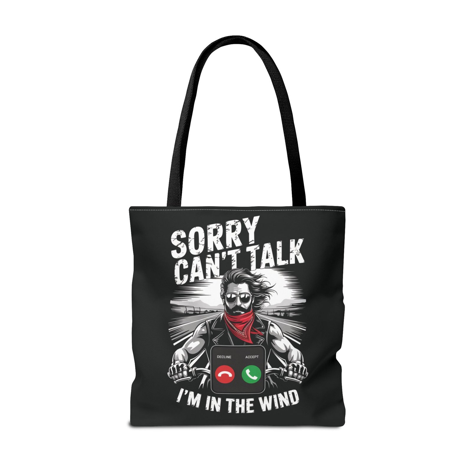 Biker Tote Bag - Sorry Can't Talk I'm in the Wind - Motorcycle Riding Excuse - Image 10