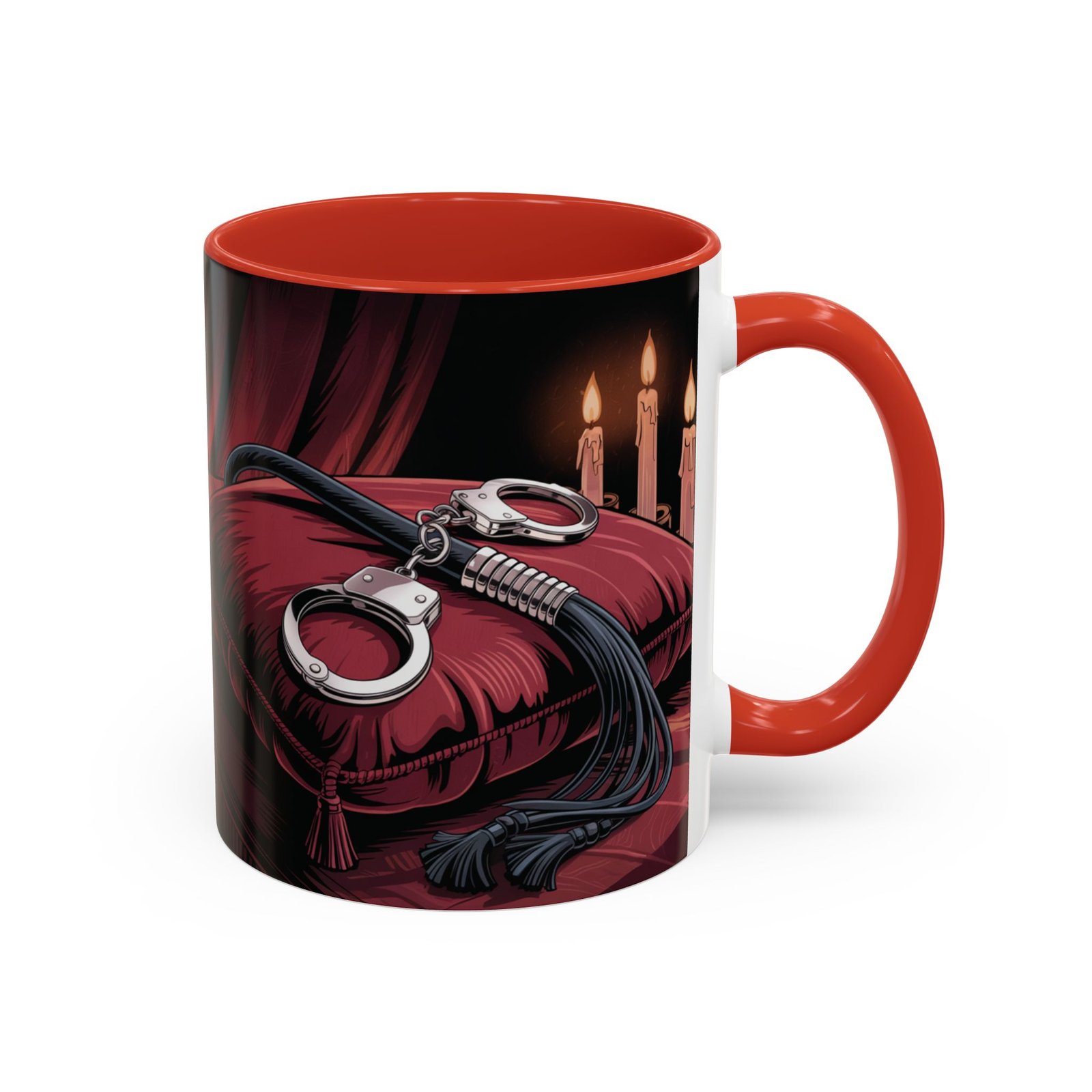 Seductive Handcuff Accent - Candles and a Whip - Bondage Theme - Choice of Colors - Coffee Mug - 11 & 15oz - Image 5