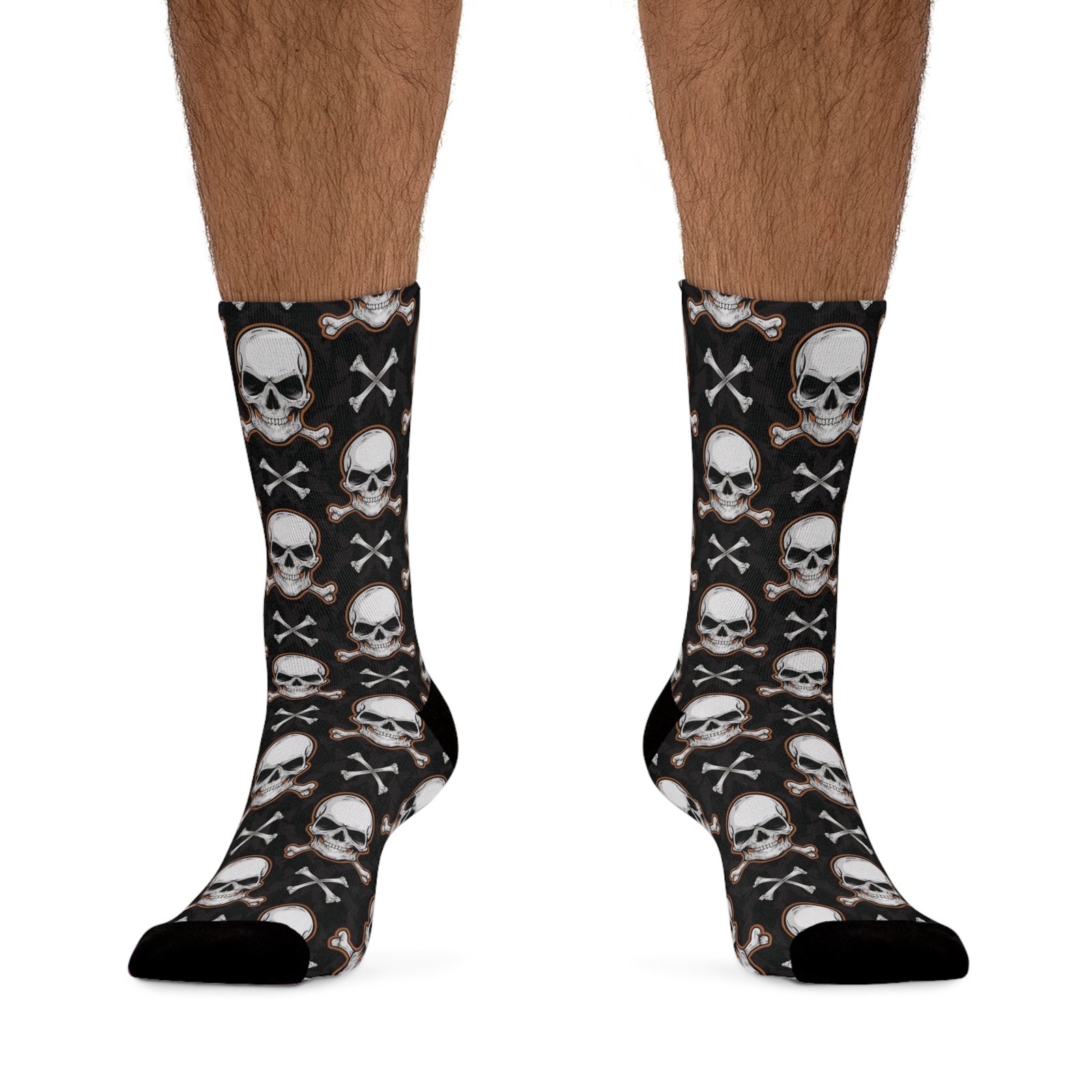 Angry Skulls and Crossbones Pattern Recycled Poly Socks - Biker Eco-Friendly Gift for Motorcycle Lovers - Image 4