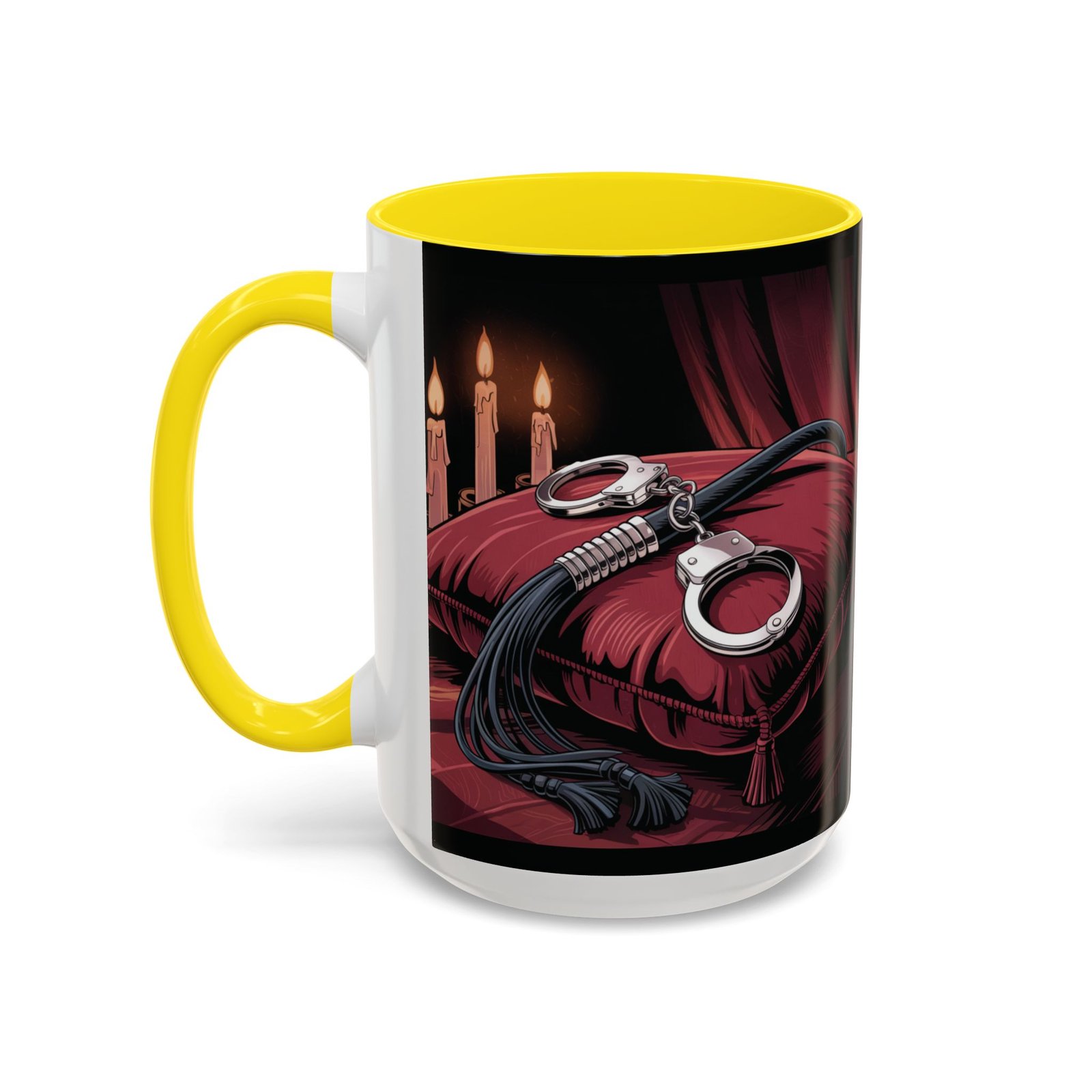 Seductive Handcuff Accent - Candles and a Whip - Bondage Theme - Choice of Colors - Coffee Mug - 11 & 15oz - Image 63