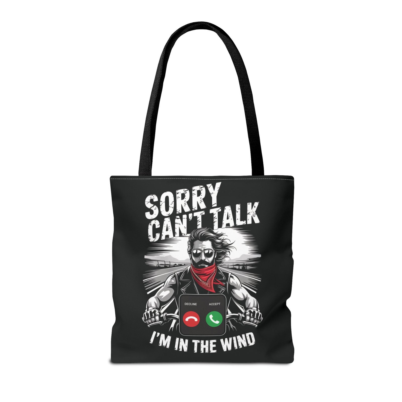 Biker Tote Bag - Sorry Can't Talk I'm in the Wind - Motorcycle Riding Excuse - Image 6