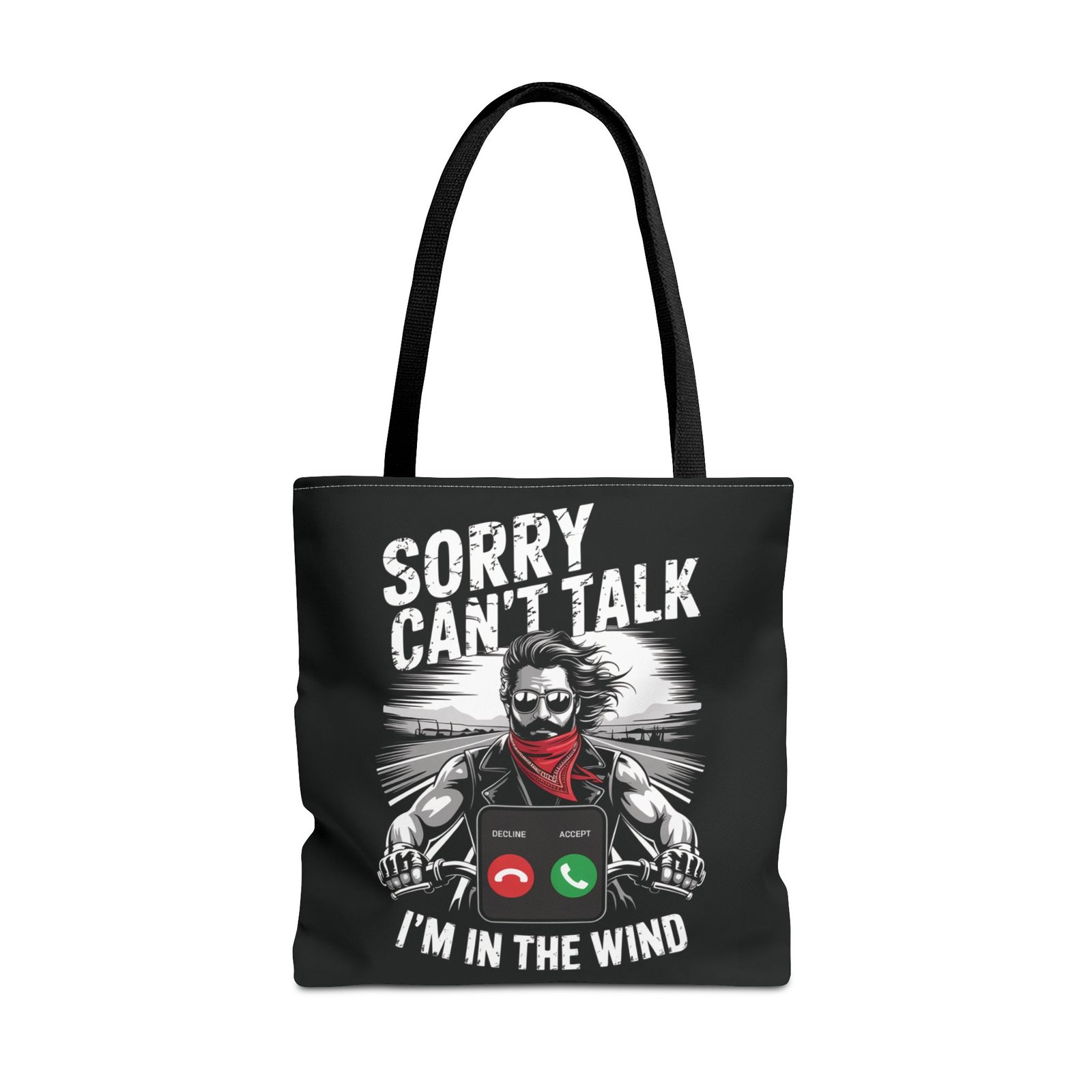 Biker Tote Bag - Sorry Can't Talk I'm in the Wind - Motorcycle Riding Excuse - Image 9