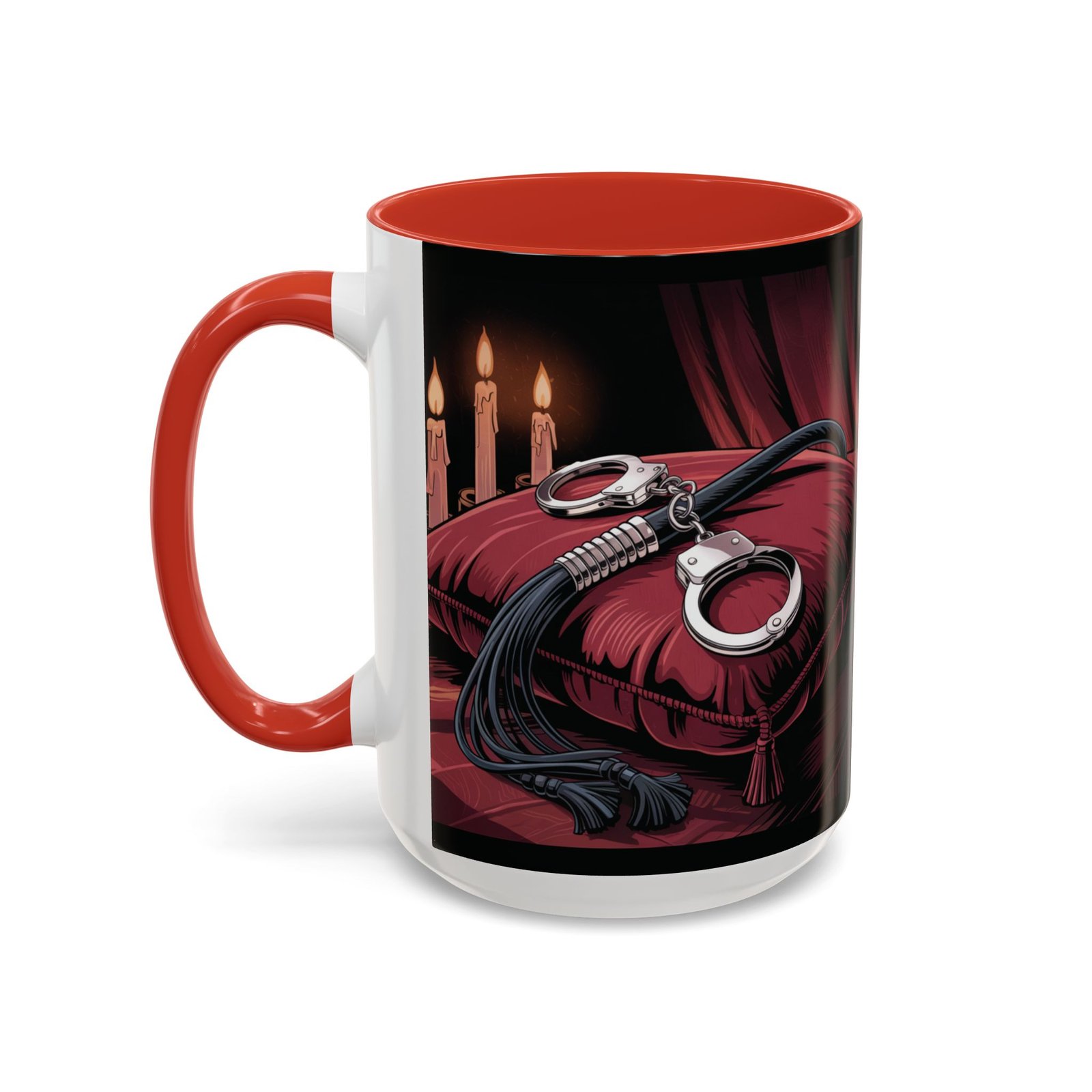 Seductive Handcuff Accent - Candles and a Whip - Bondage Theme - Choice of Colors - Coffee Mug - 11 & 15oz - Image 34