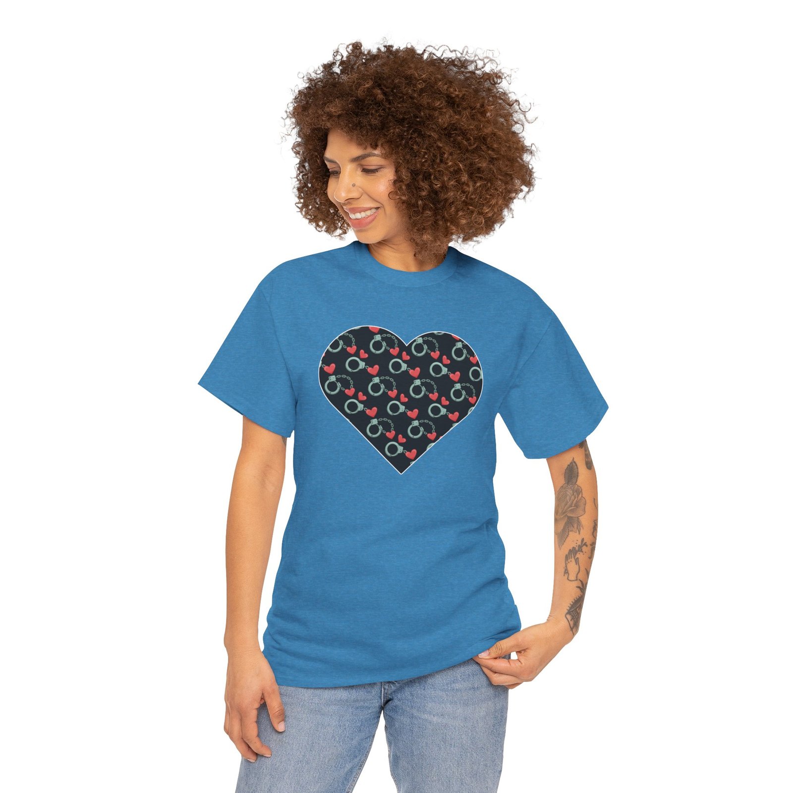 Motorcycle T-Shirt -Handcuffs and Hearts Pattern - Sexy Innuendo - Unisex Tee - Image 8
