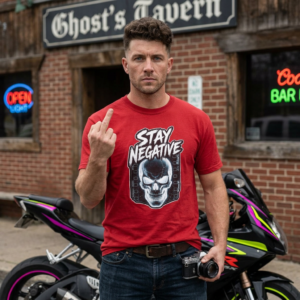Biker Garment-Dyed T-shirt - Comfort Colors 1717 - Stay Negative - Skull on Film Strip