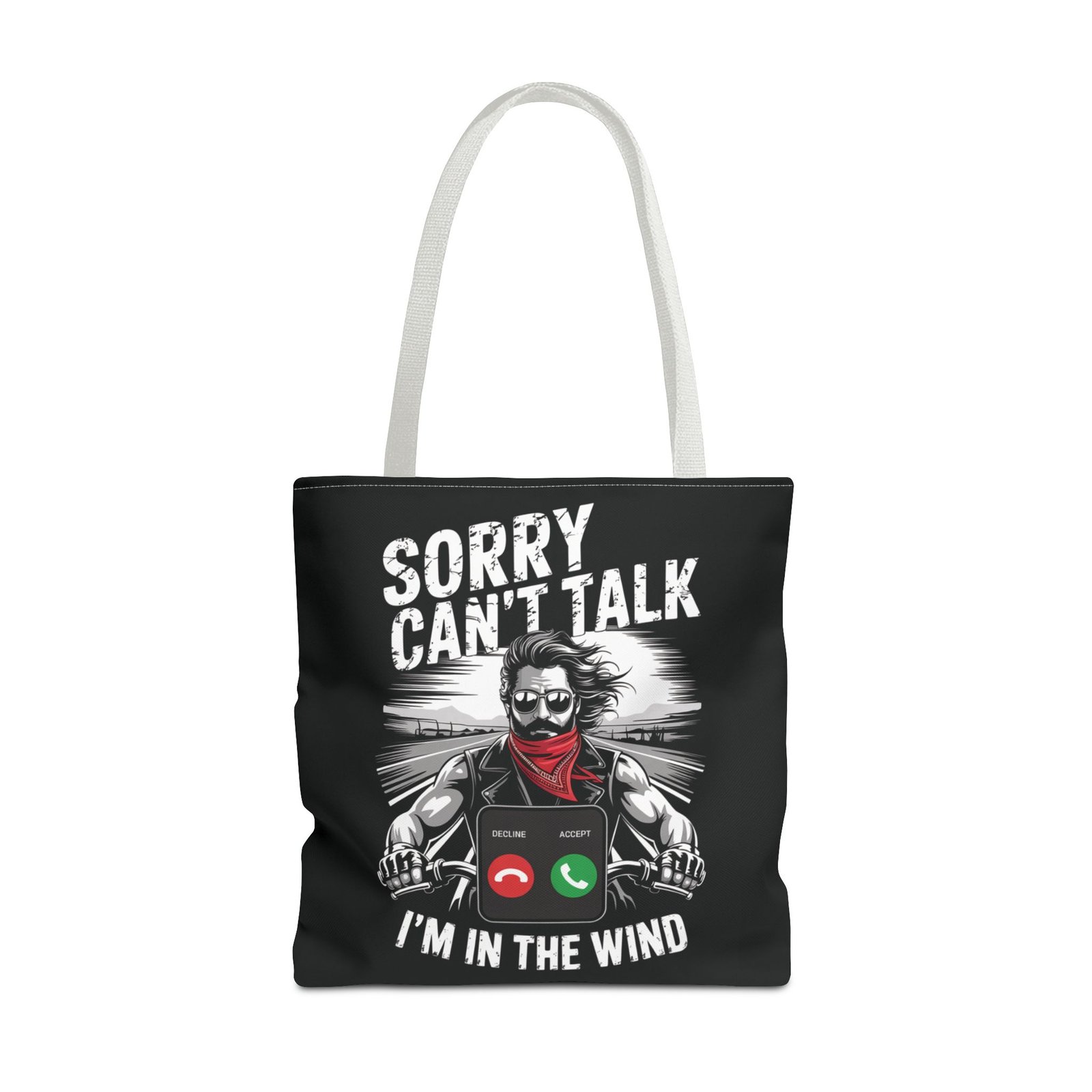 Biker Tote Bag - Sorry Can't Talk I'm in the Wind - Motorcycle Riding Excuse - Image 21