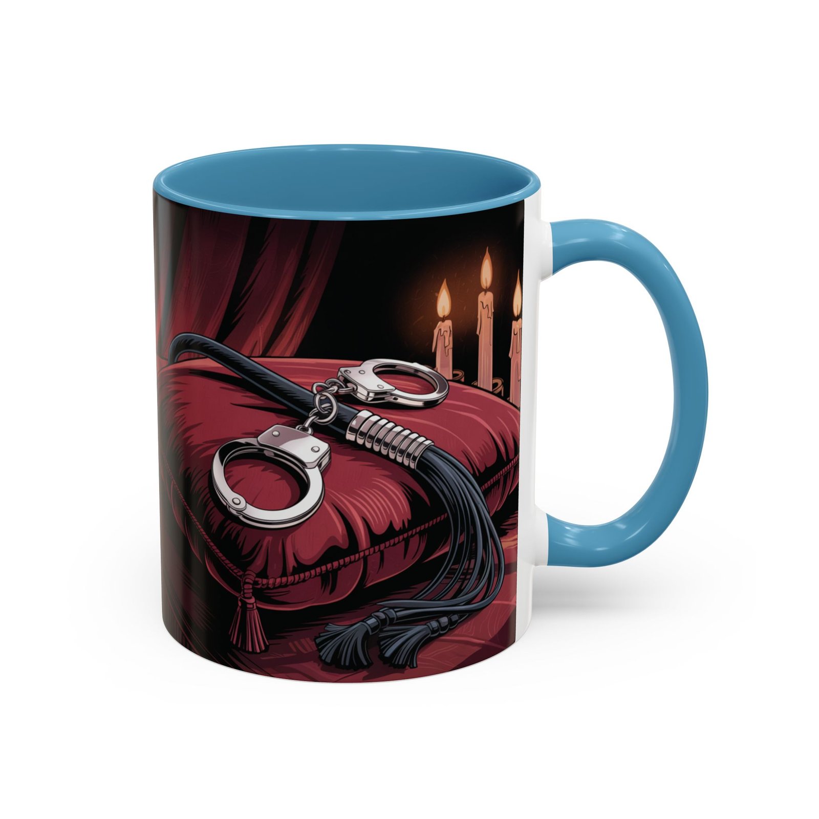 Seductive Handcuff Accent - Candles and a Whip - Bondage Theme - Choice of Colors - Coffee Mug - 11 & 15oz - Image 37
