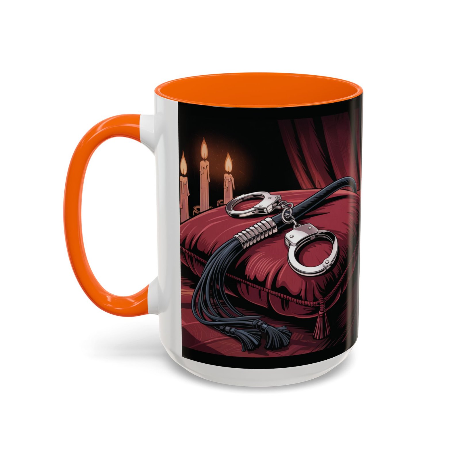 Seductive Handcuff Accent - Candles and a Whip - Bondage Theme - Choice of Colors - Coffee Mug - 11 & 15oz - Image 55