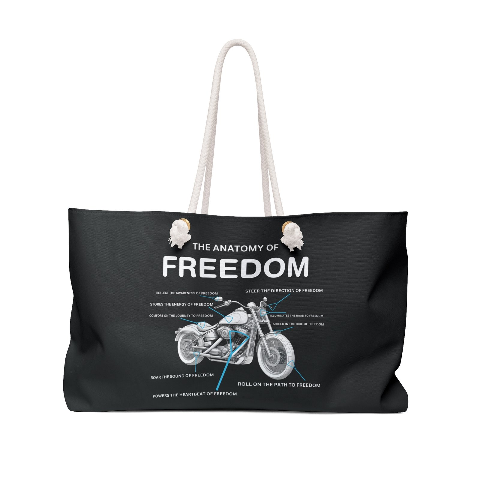 The Anatomy of Freedom - Motorcycles Bikers Motobikes Scooters - Weekender Bag - Tote