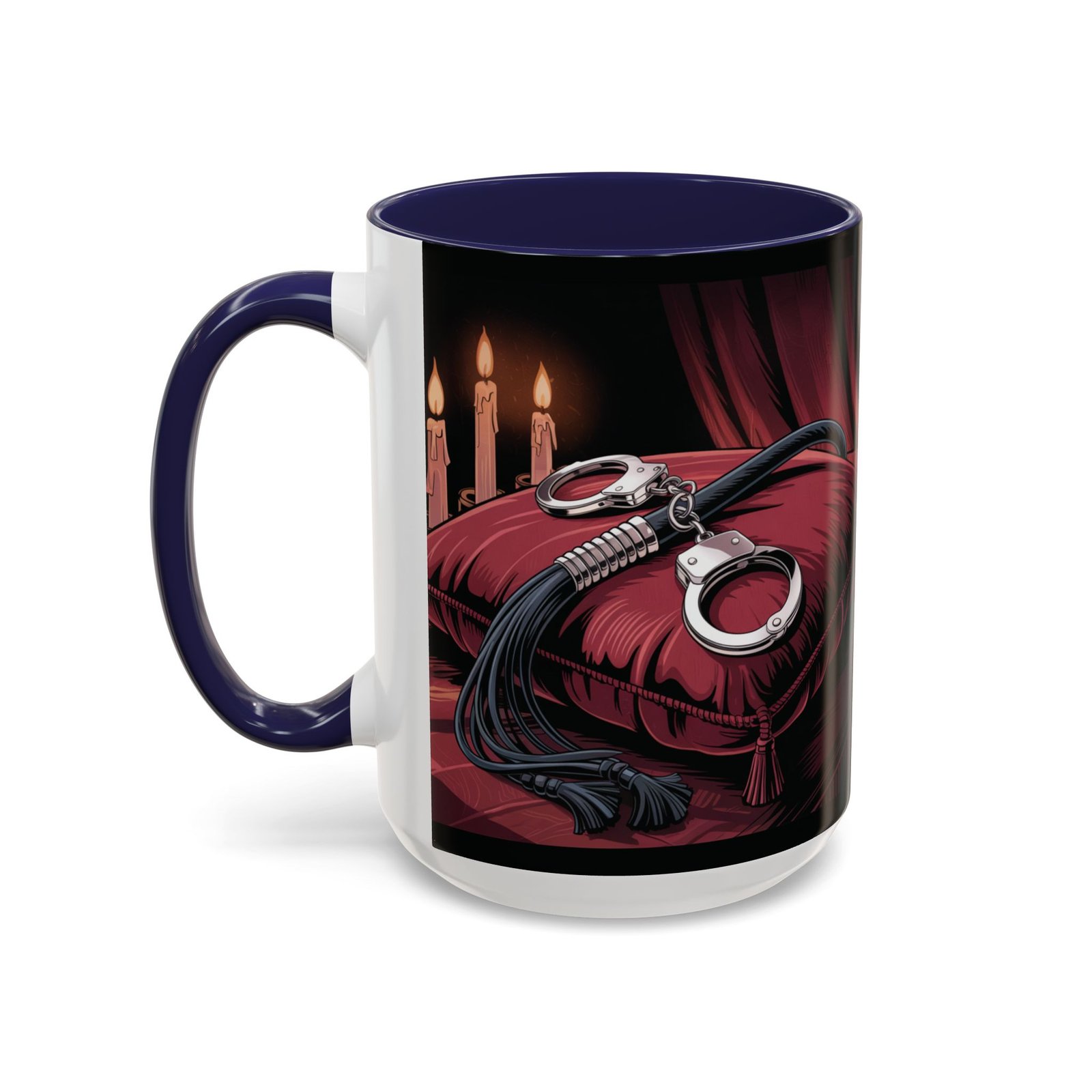 Seductive Handcuff Accent - Candles and a Whip - Bondage Theme - Choice of Colors - Coffee Mug - 11 & 15oz - Image 13