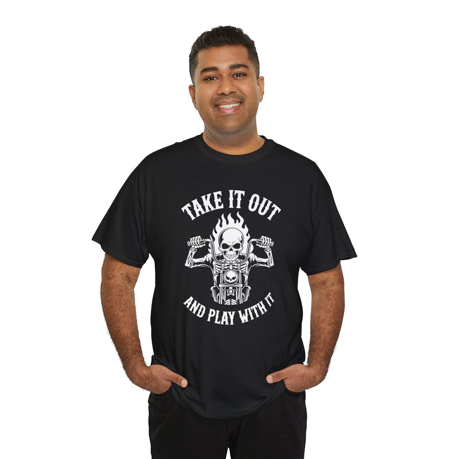Motorcycle T-Shirt - Take it Out and Play with it - Skeleton Rider - Color Choice - Unisex Tee - Image 2