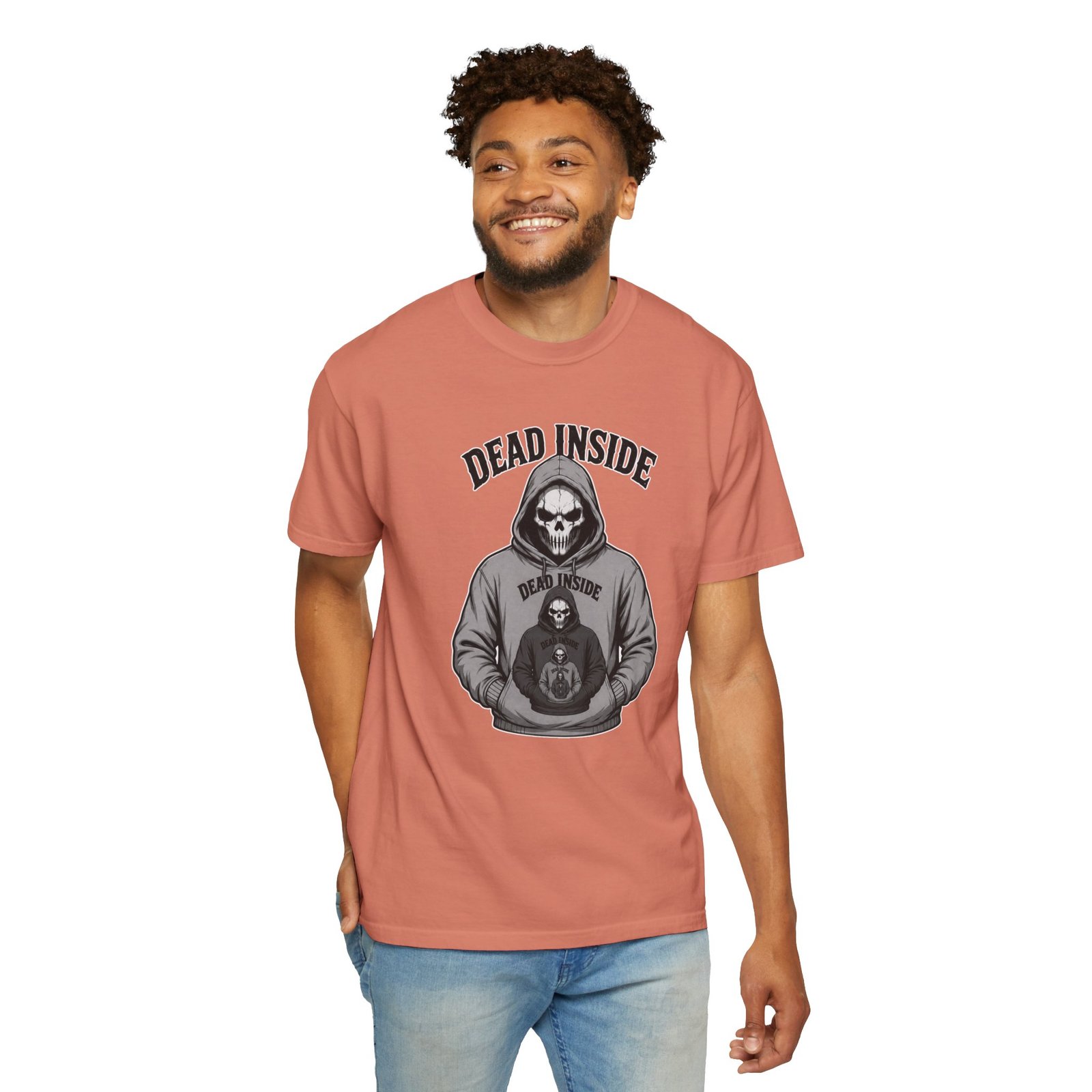 Biker Garment-Dyed T-shirt - Comfort Colors 1717 - Skeleton Wearing a Hoodie of a Skeleton Wearing a Hoodie - Image 5