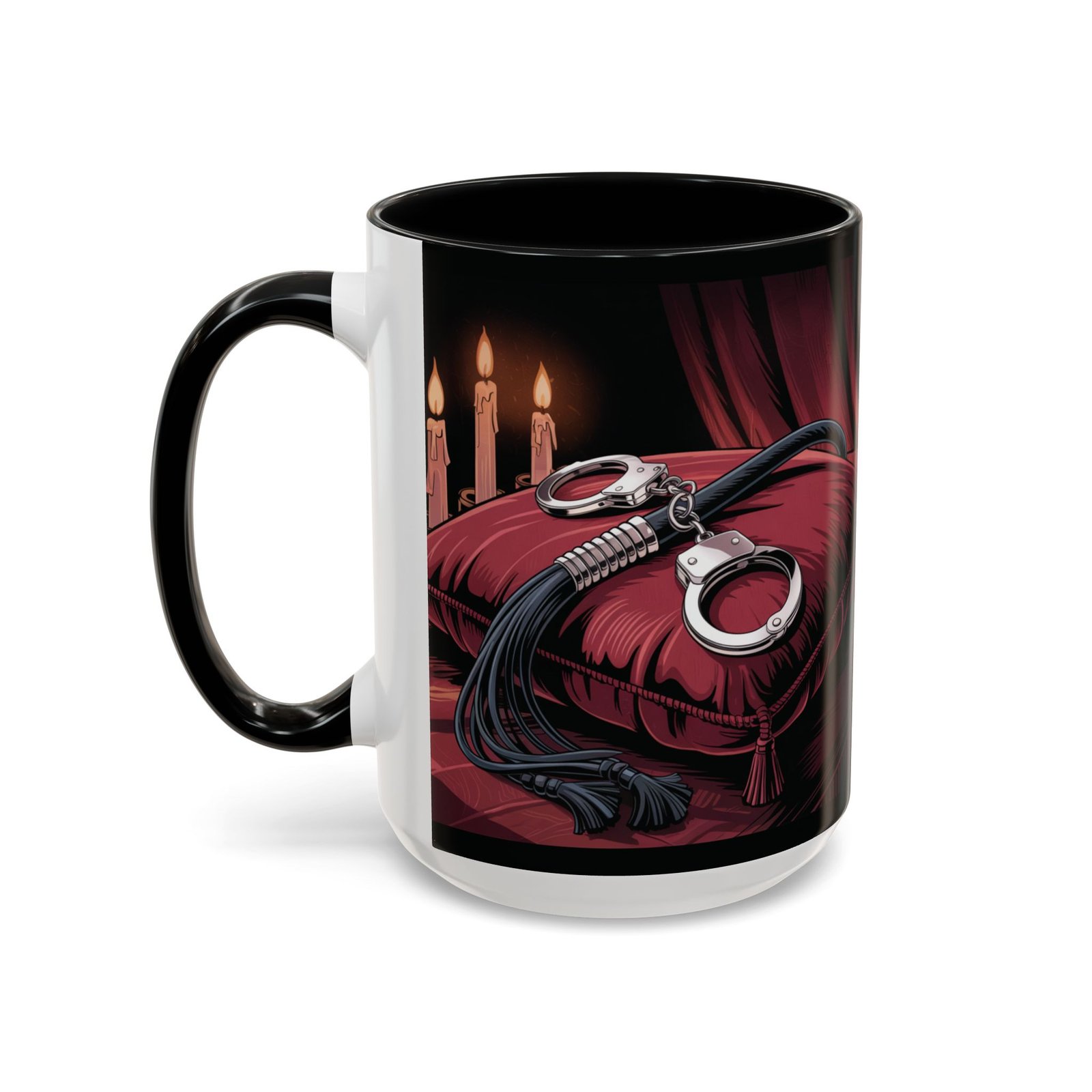 Seductive Handcuff Accent - Candles and a Whip - Bondage Theme - Choice of Colors - Coffee Mug - 11 & 15oz - Image 23