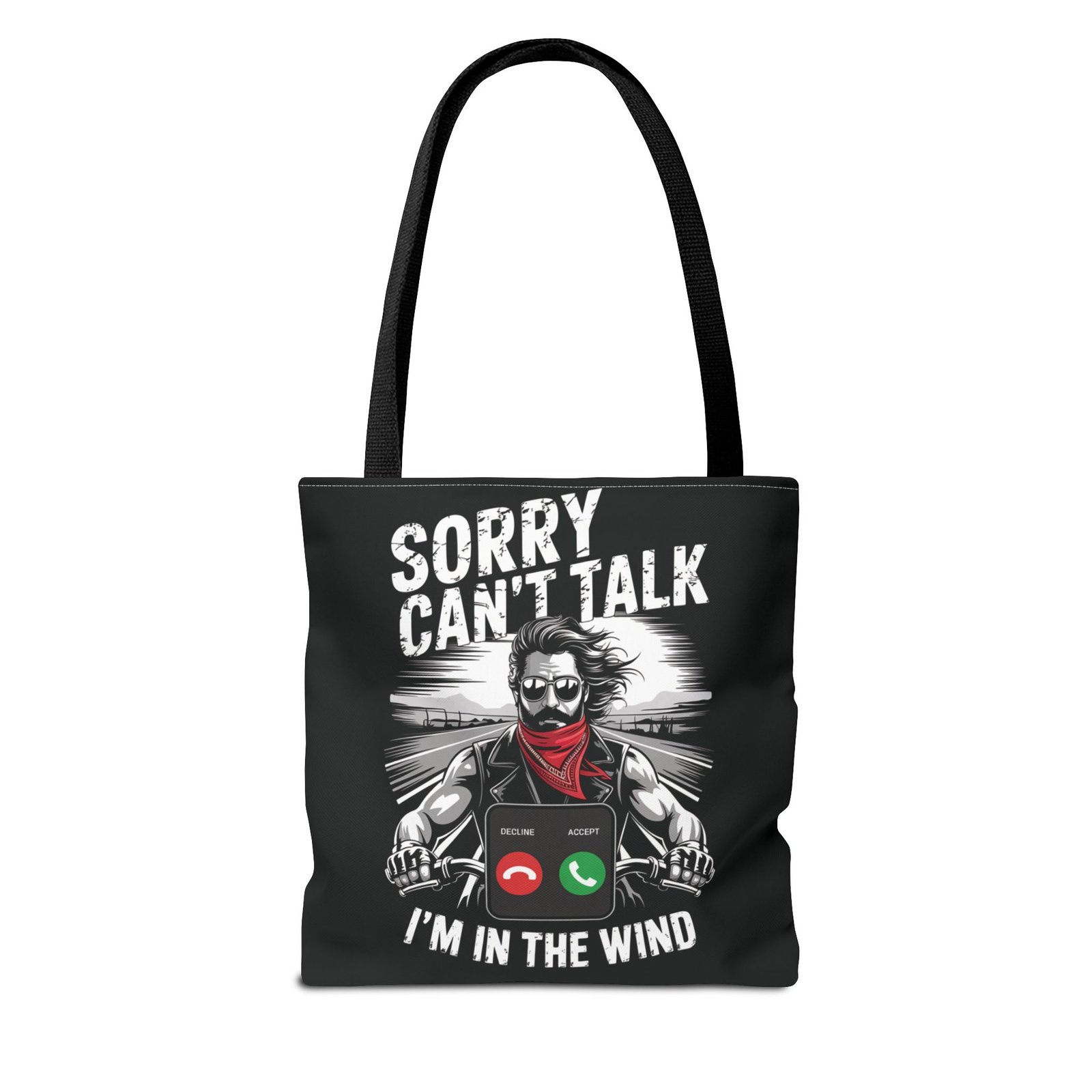 Biker Tote Bag - Sorry Can't Talk I'm in the Wind - Motorcycle Riding Excuse - Image 2