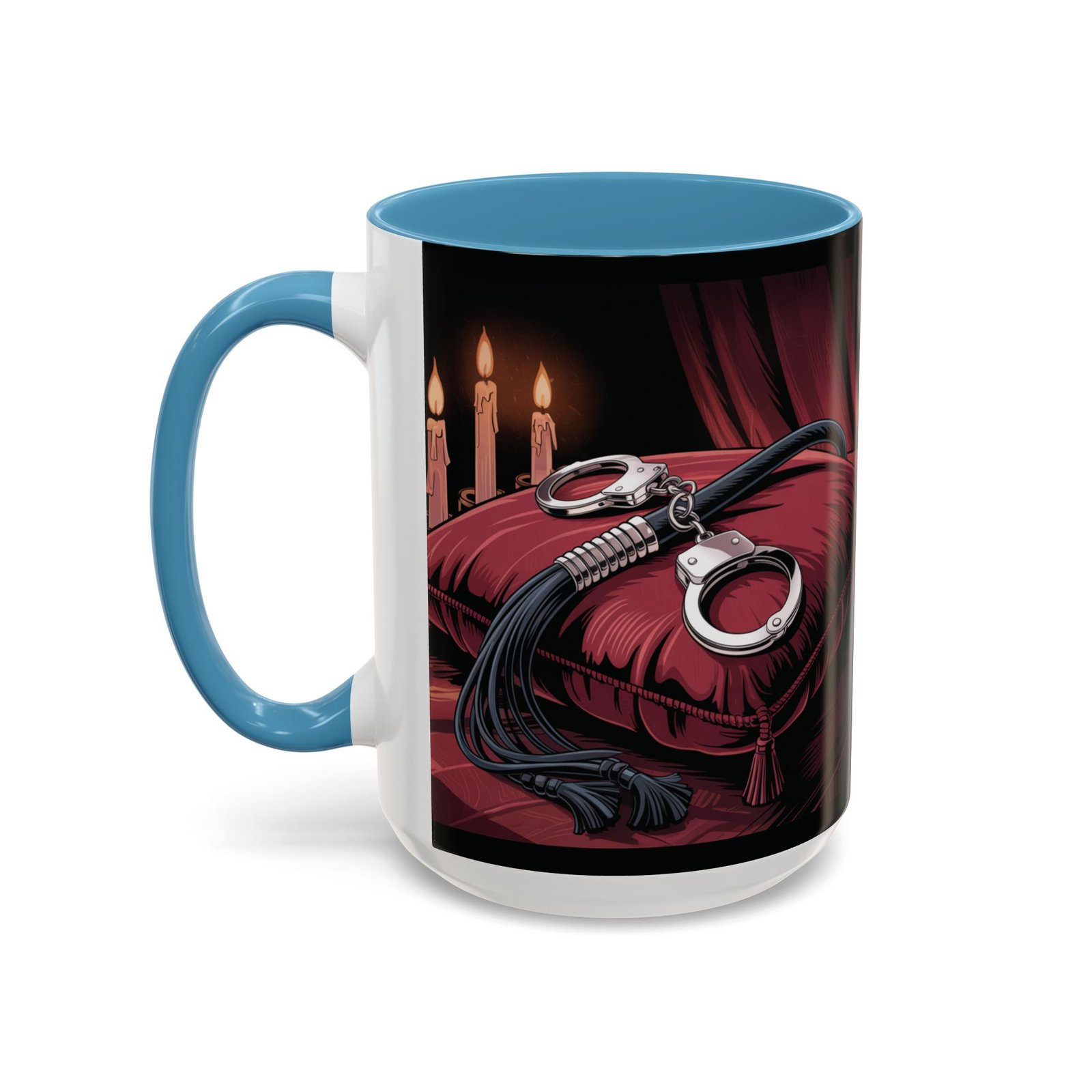 Seductive Handcuff Accent - Candles and a Whip - Bondage Theme - Choice of Colors - Coffee Mug - 11 & 15oz - Image 41