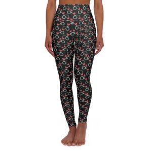 Handcuffs and Hearts Pattern - Sexy Innuendo - High Waisted Yoga Leggings - Pants