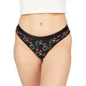 Handcuffs and Hearts Pattern - Sexy Innuendo - Women's Thongs - Cheeky and Fun Lingerie - Panties