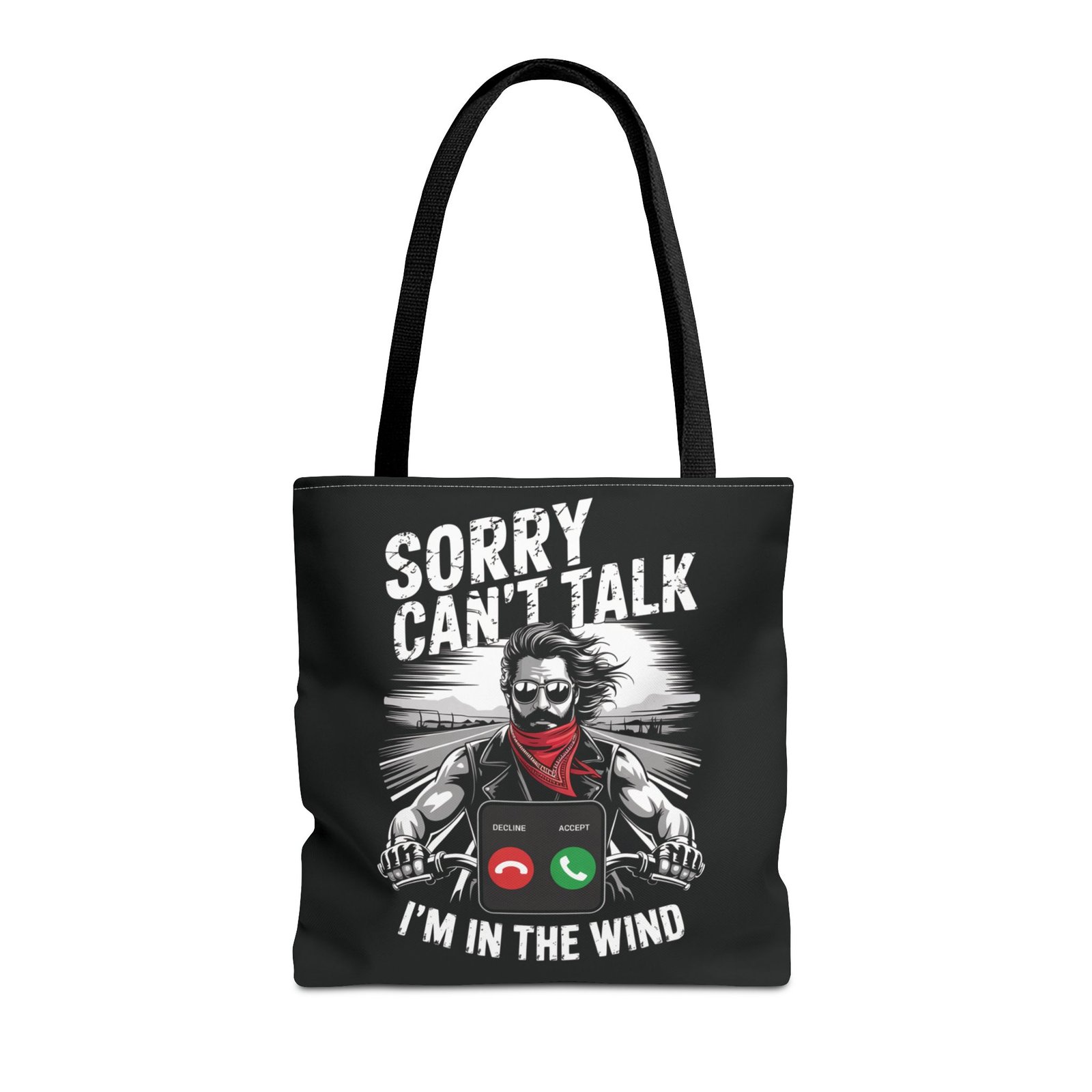 Biker Tote Bag - Sorry Can't Talk I'm in the Wind - Motorcycle Riding Excuse - Image 5
